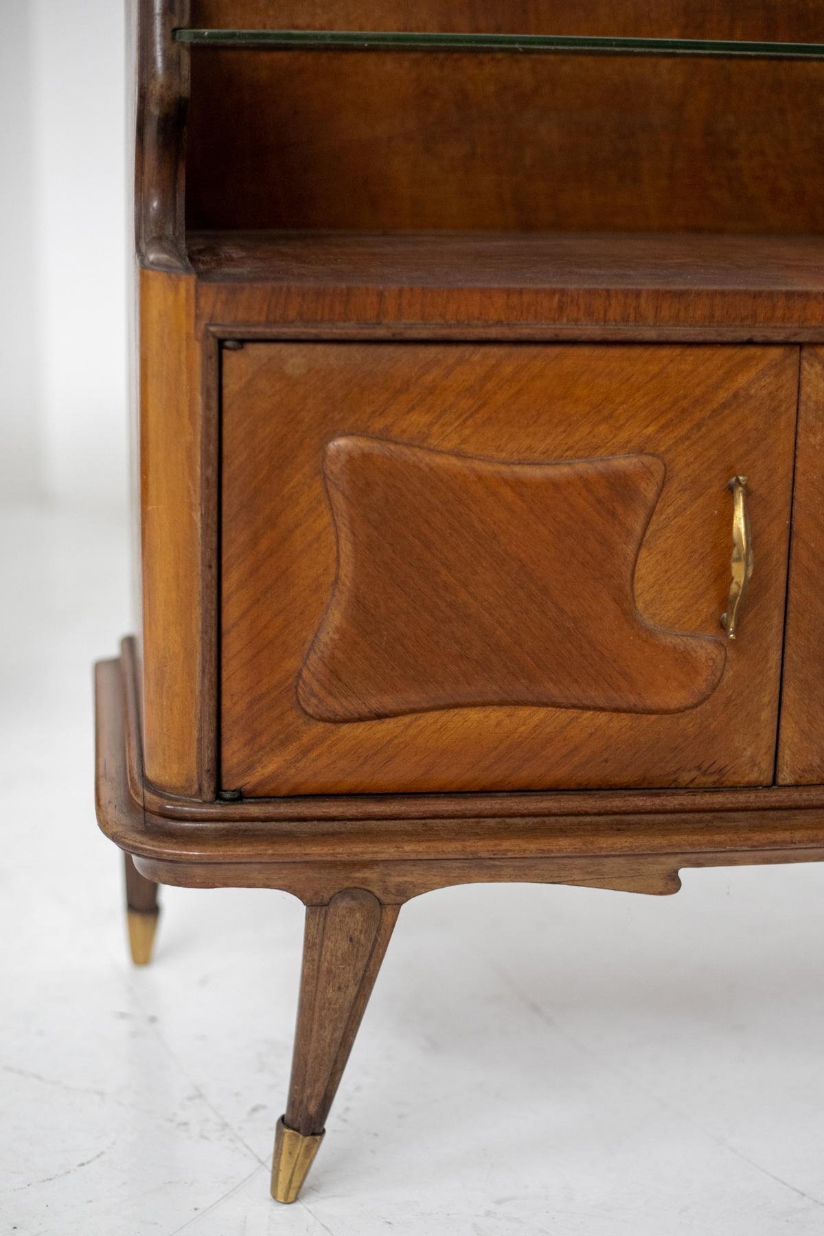 Italian Mid-Century Nightstands in Wood and Glass For Sale 2