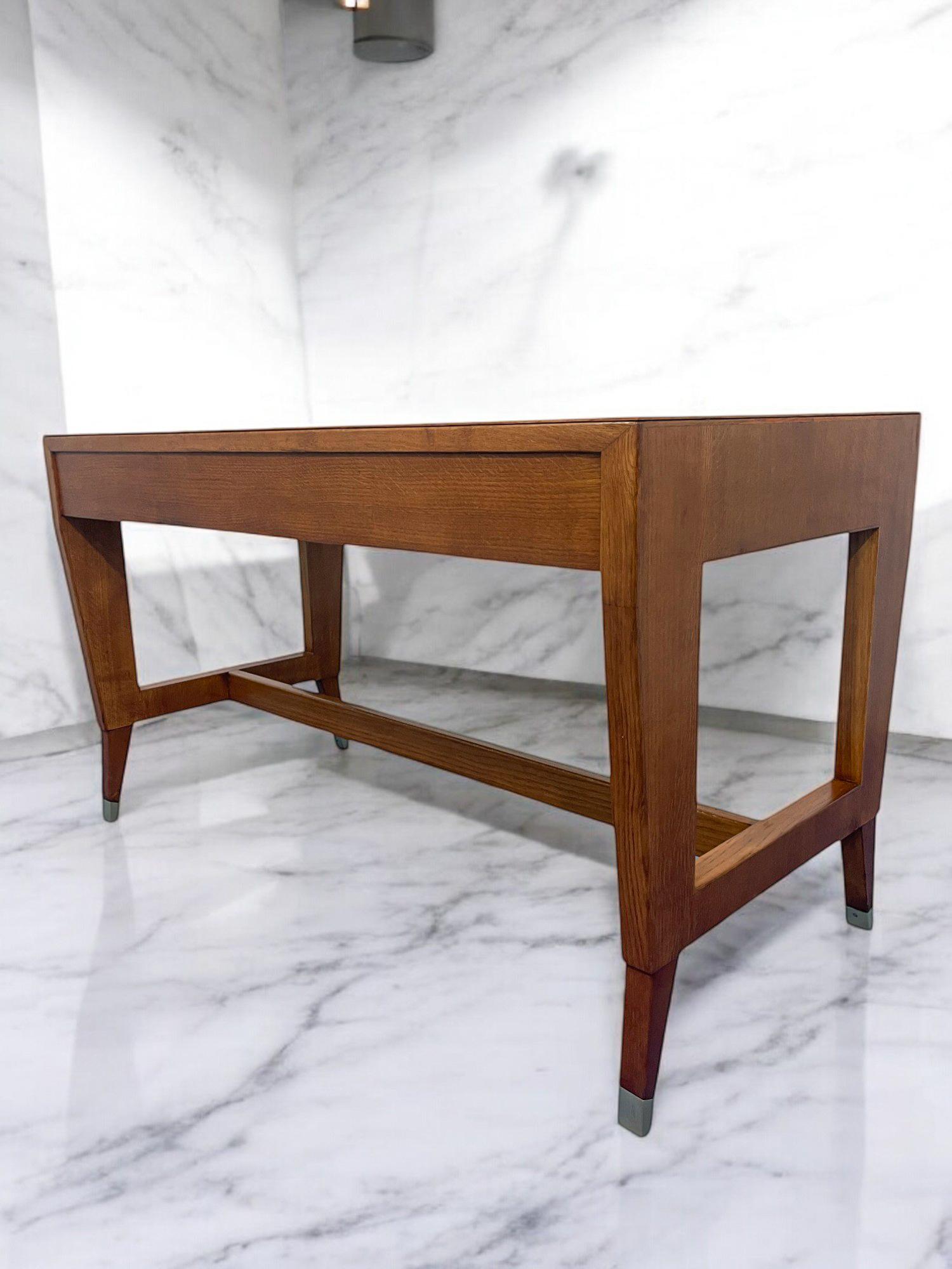 Italian Mid Century Oak Table Desk designed by Gio' Ponti in 1950s for BNL 11
