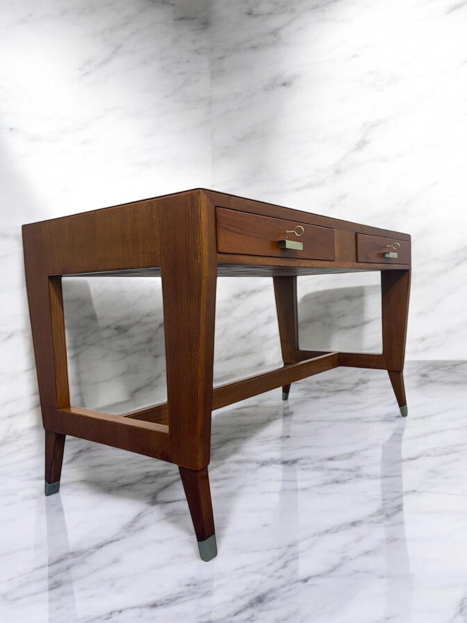 Italian Mid Century Oak Table Desk designed by Gio' Ponti in 1950s for BNL 2