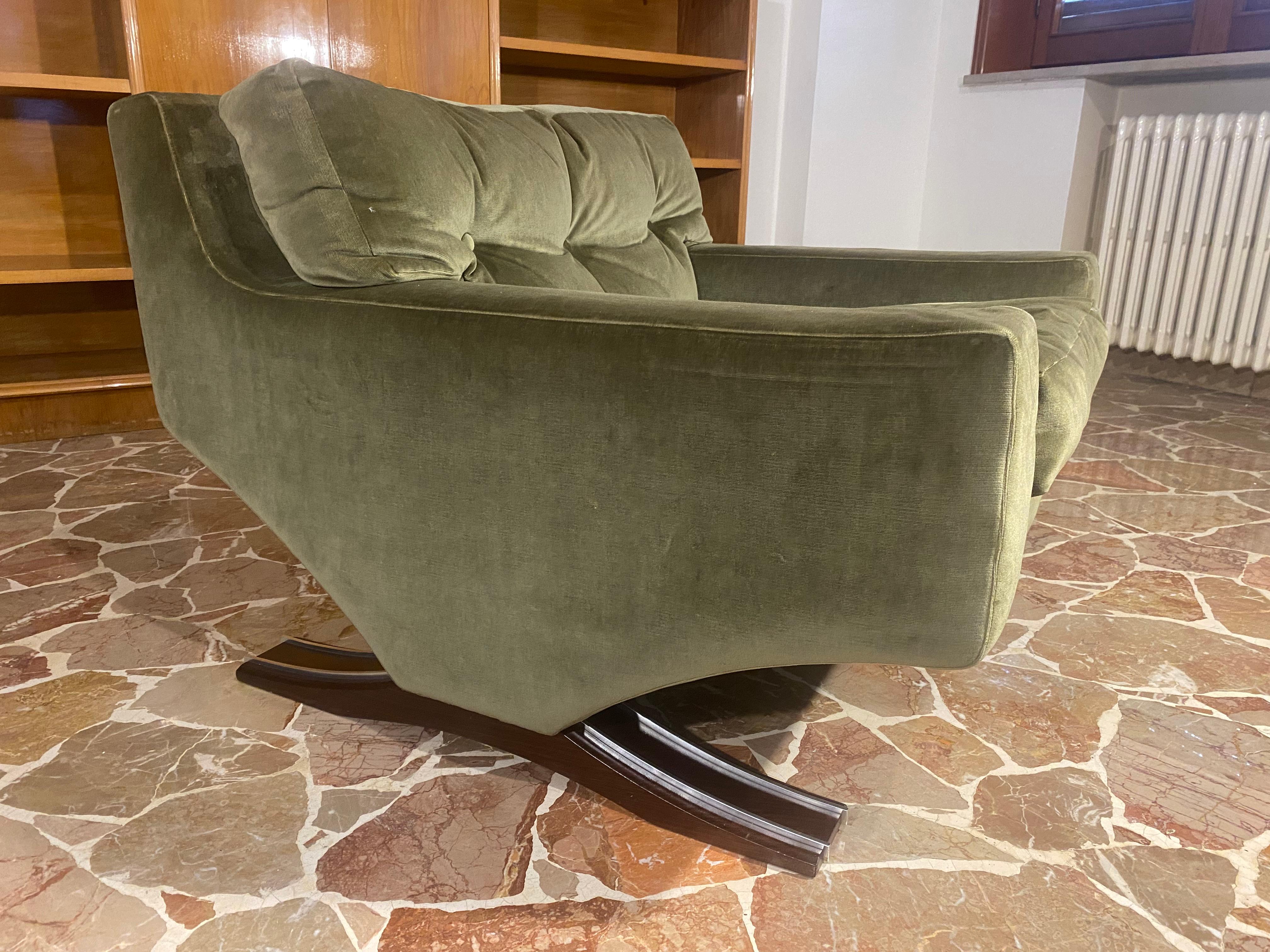 Italian Mid-Century Olive Green Velvet Armchairs by Franz Sartori for Flexform 7