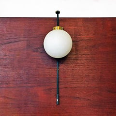 Italian Midcentury Opaline Glass Applique with Black Metal Structure, 1950s