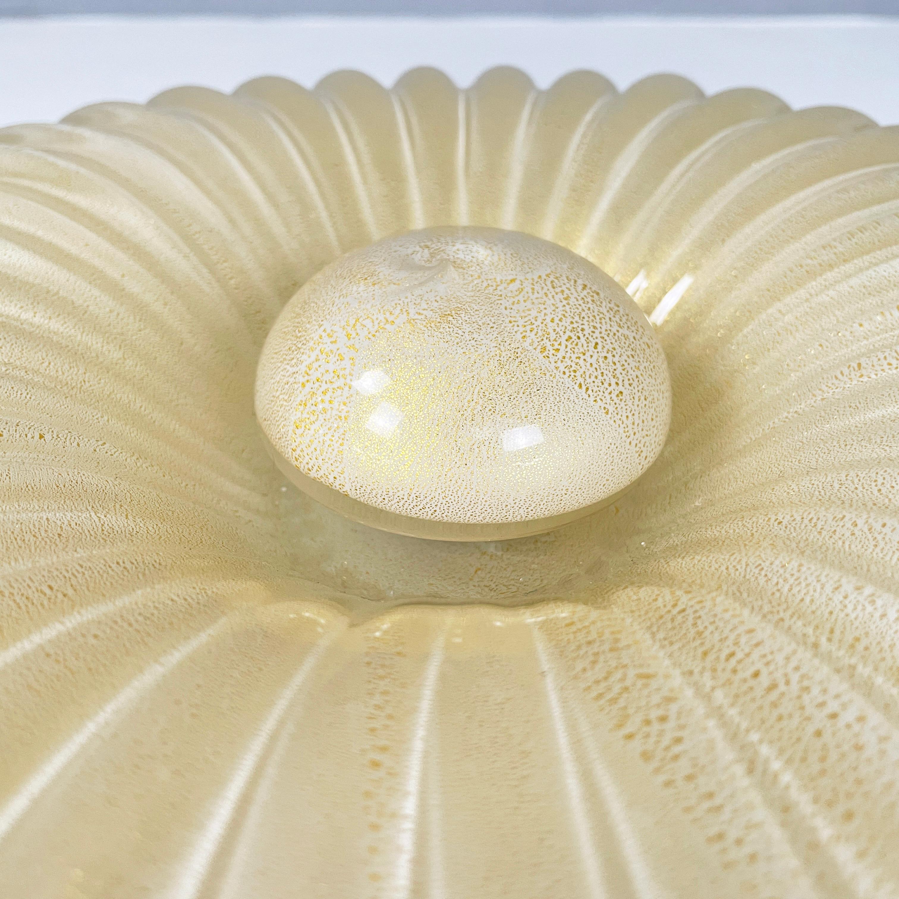 Mid-20th Century Italian mid-century Opaline glass gold dust ceiling lamp by Barovier&Toso, 1960s For Sale