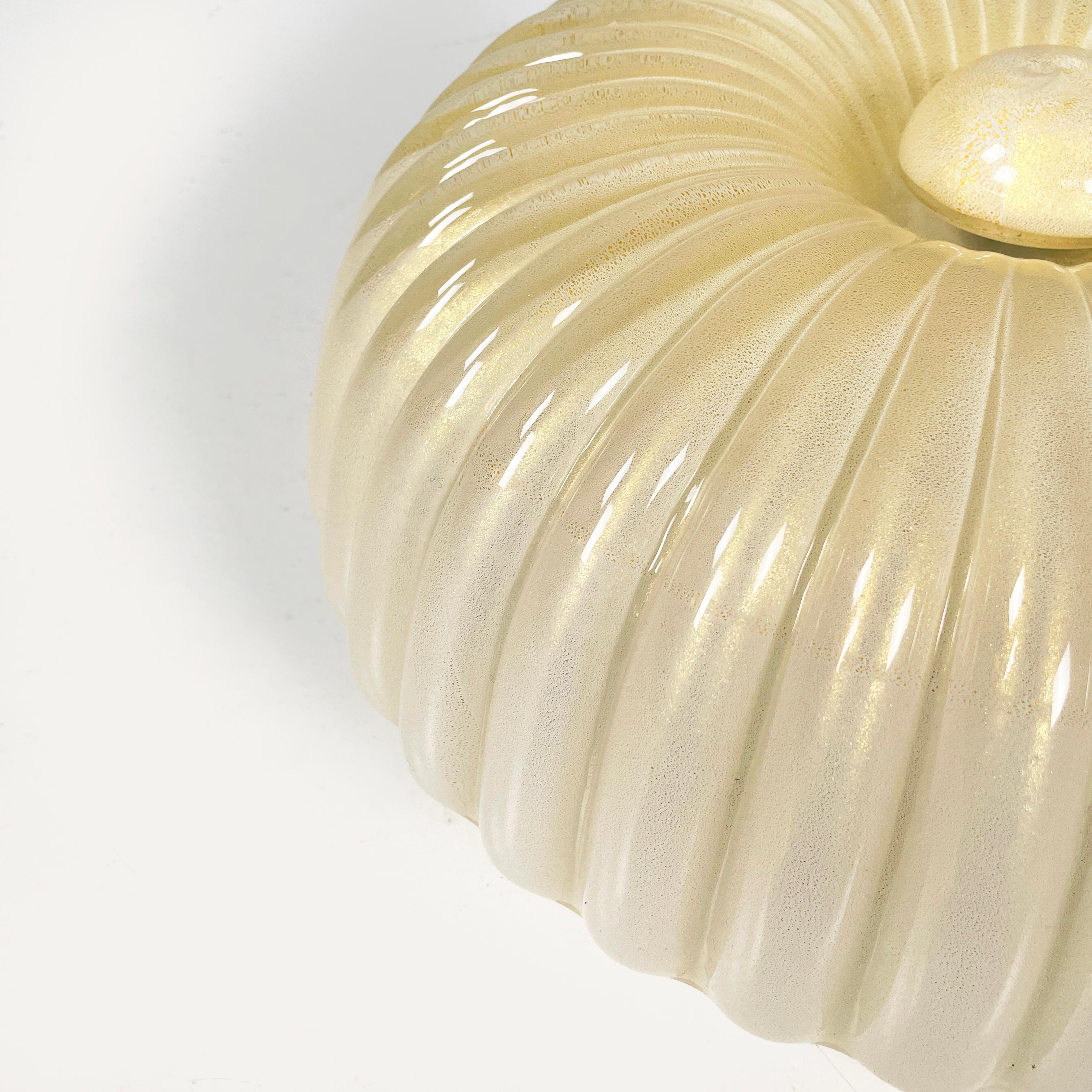 Italian mid-century Opaline glass gold dust ceiling lamp by Barovier&Toso, 1960s For Sale 3