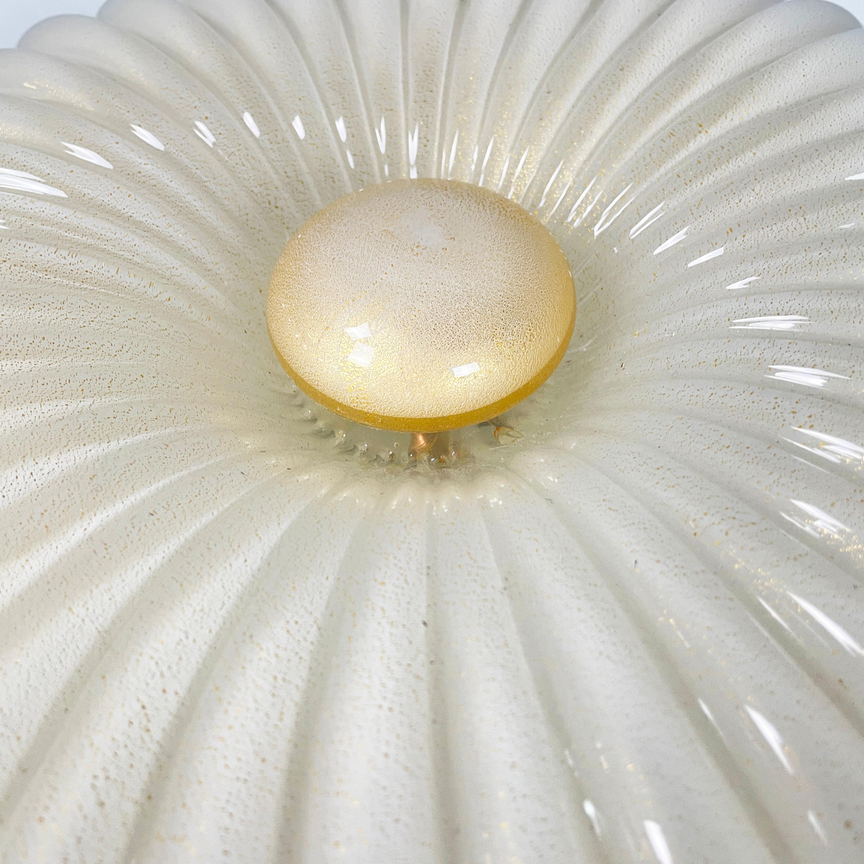 Opaline Glass Italian mid-century Opaline glass gold dust wall lamp by Barovier&Toso, 1960s For Sale
