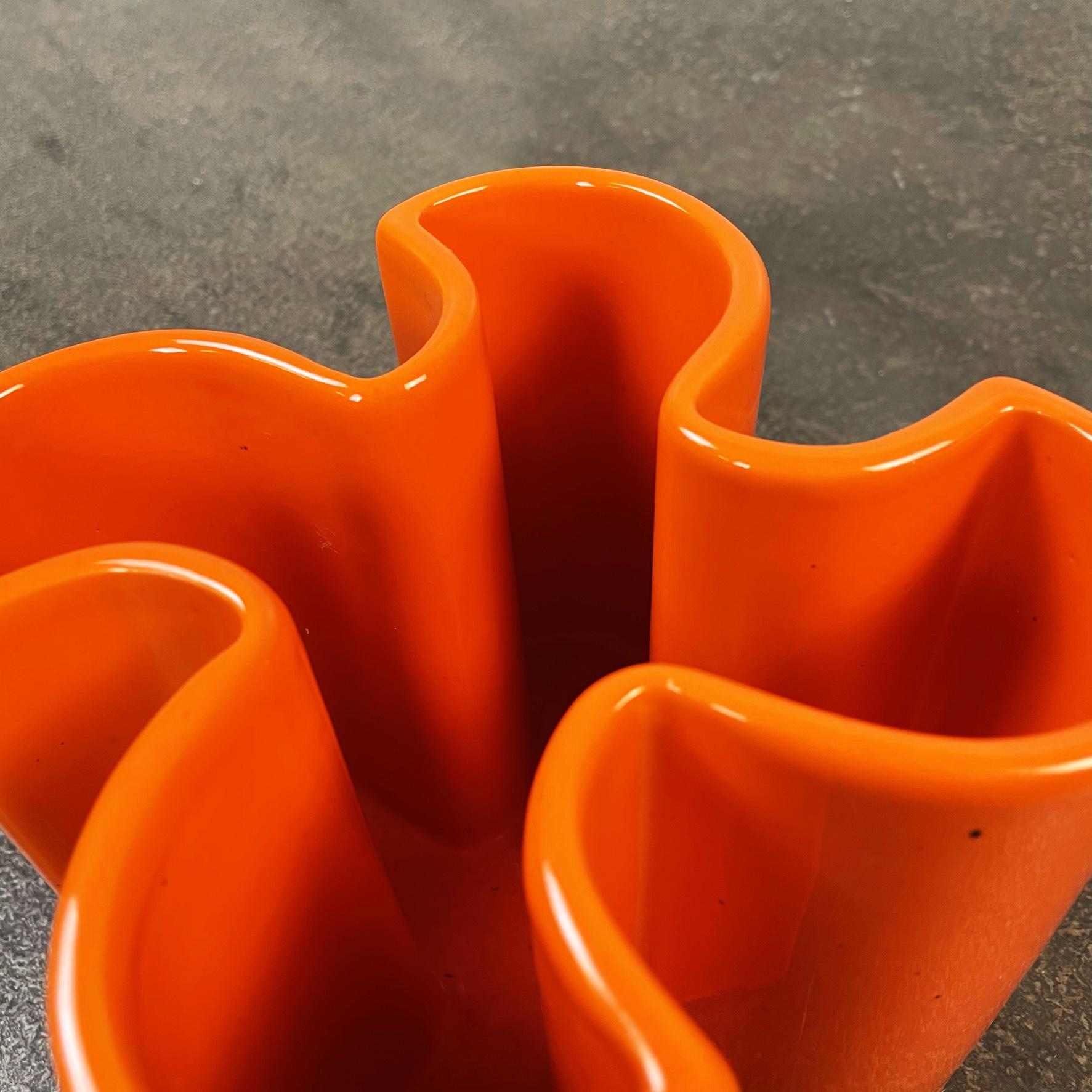 Italian mid-century Orange ceramic Vase by Bettonica for Gabbianelli, 1970s For Sale 1