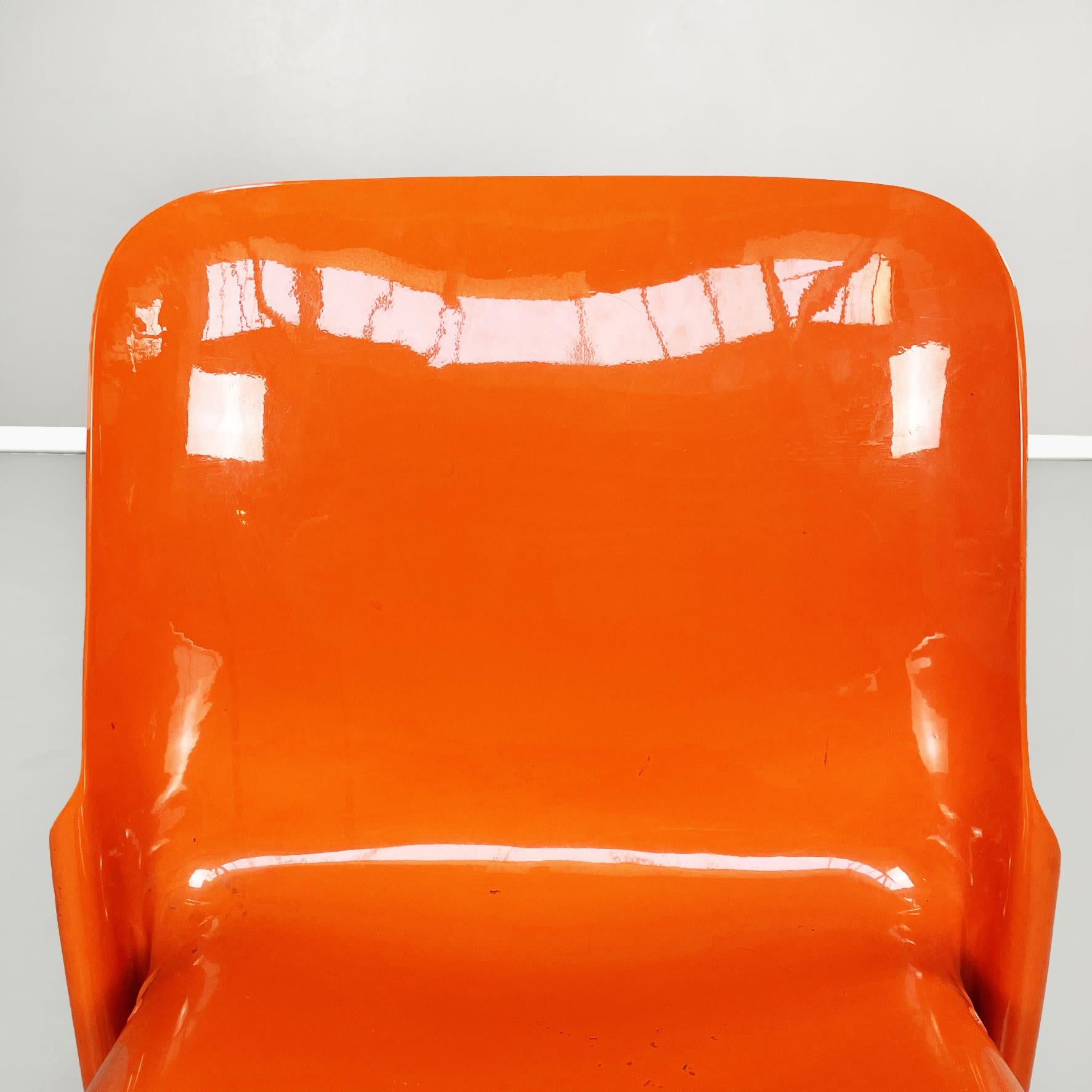 Italian Mid-Century Orange Plastic Selene Chairs by Magistretti Artemide, 1960s 6