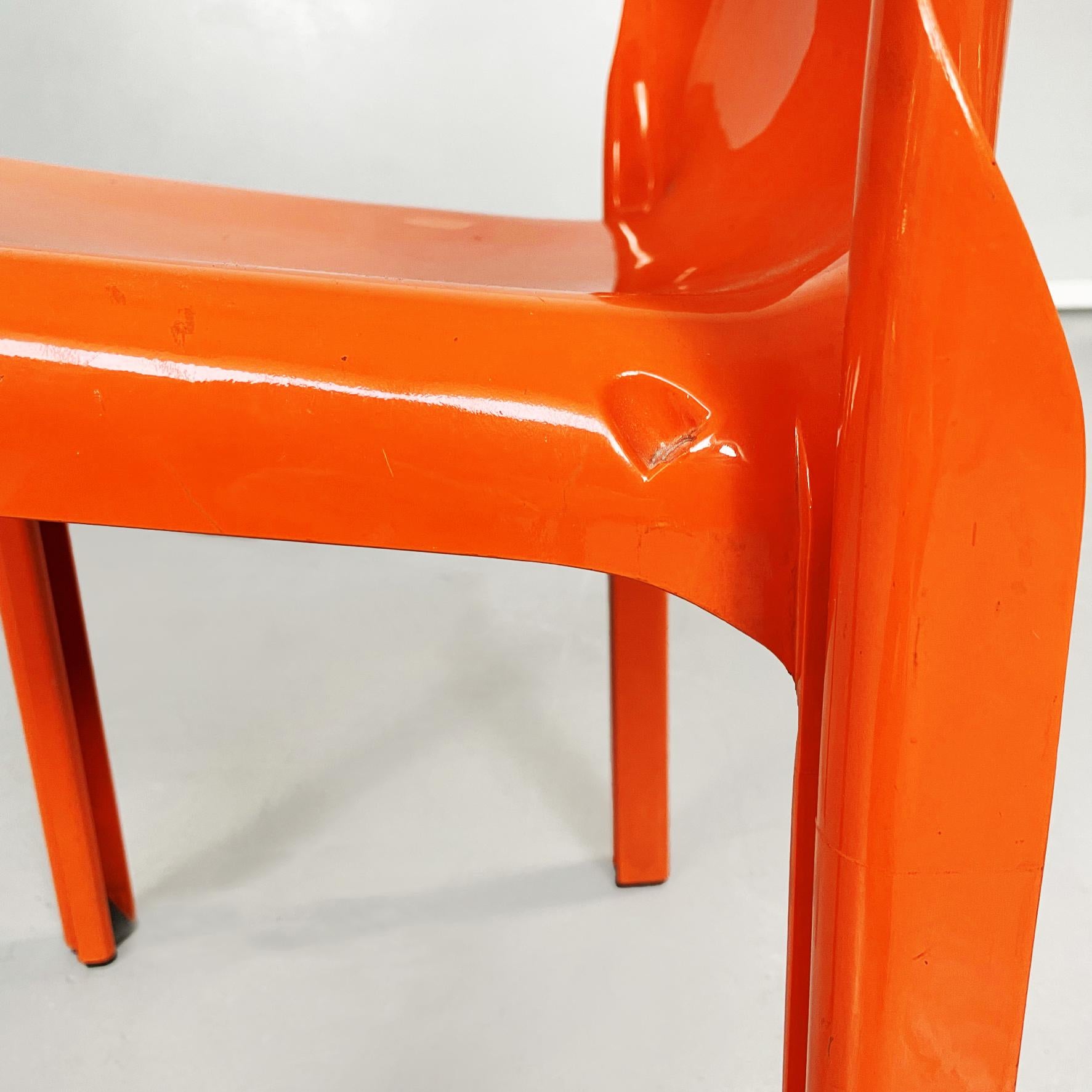 Italian Mid-Century Orange Plastic Selene Chairs by Magistretti Artemide, 1960s 8