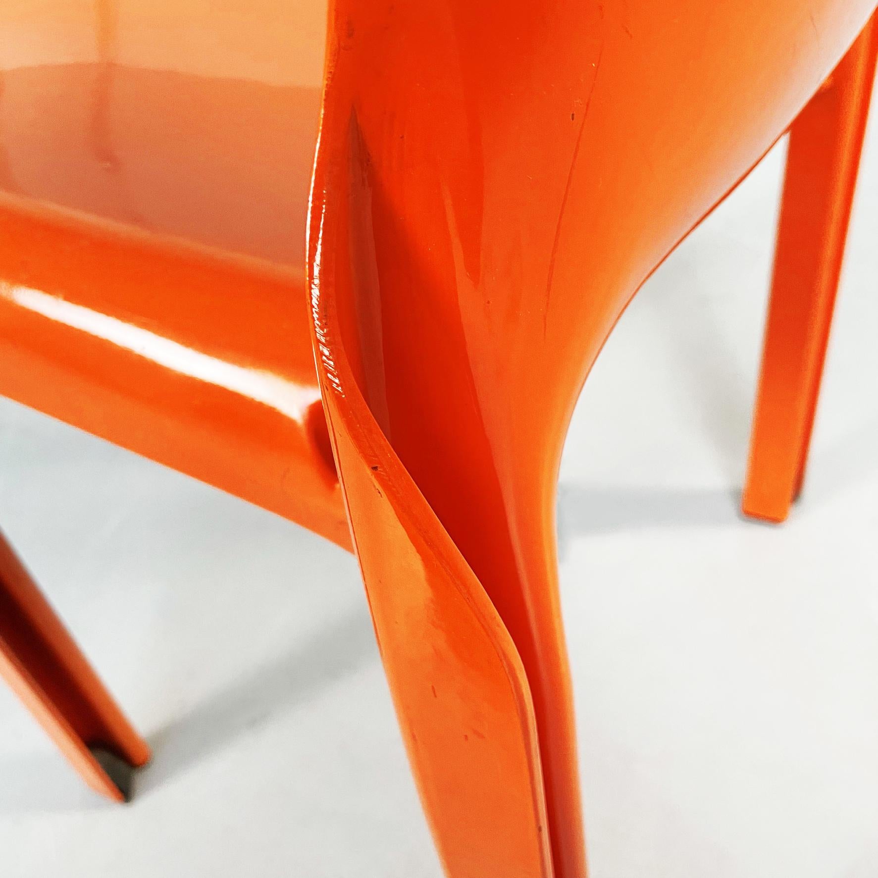 Italian Mid-Century Orange Plastic Selene Chairs by Magistretti Artemide, 1960s 9