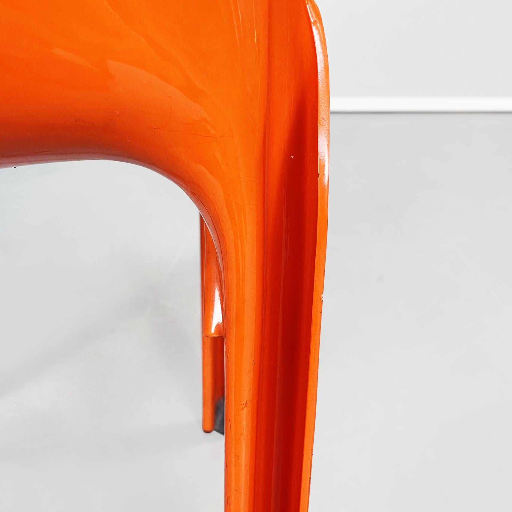 Italian Mid-Century Orange Plastic Selene Chairs by Magistretti Artemide, 1960s 11