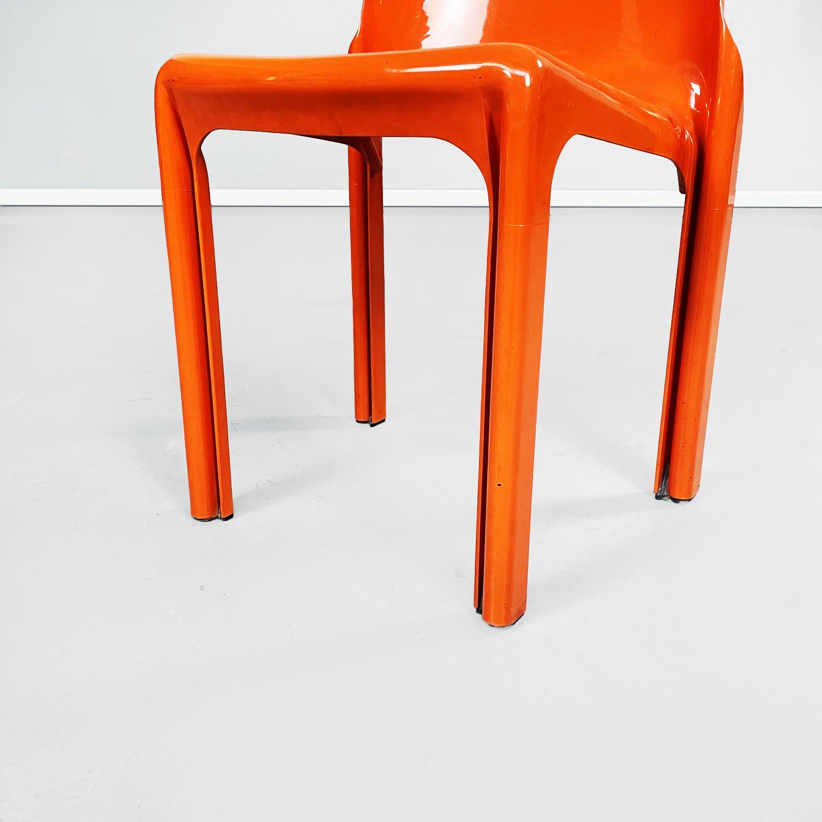 Italian Mid-Century Orange Plastic Selene Chairs by Magistretti Artemide, 1960s 14