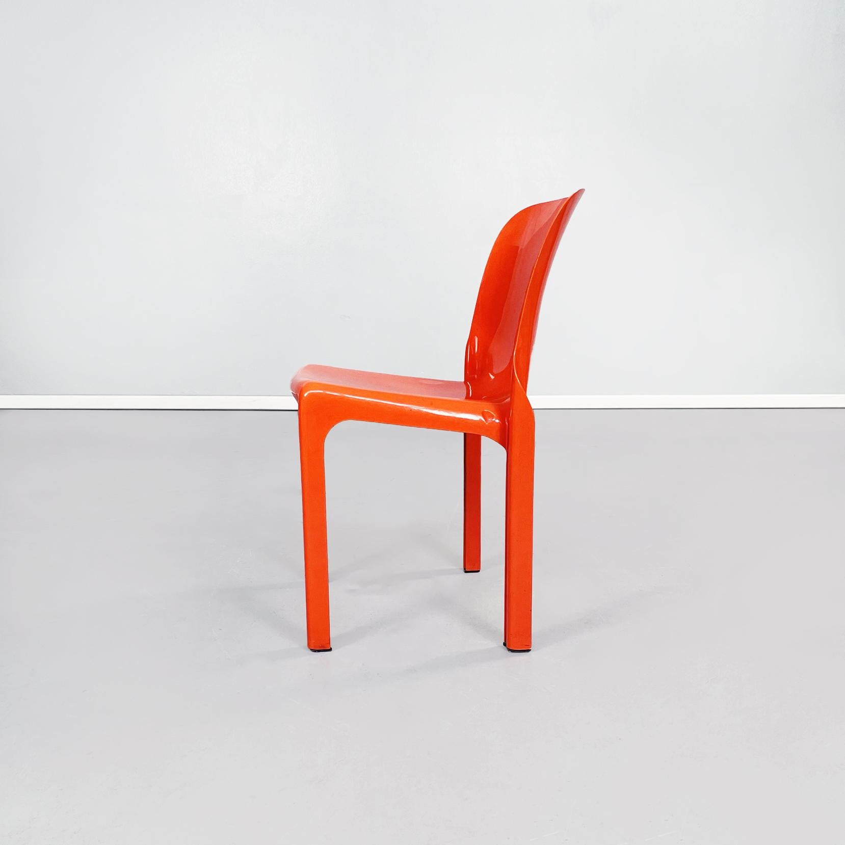 Mid-20th Century Italian Mid-Century Orange Plastic Selene Chairs by Magistretti Artemide, 1960s