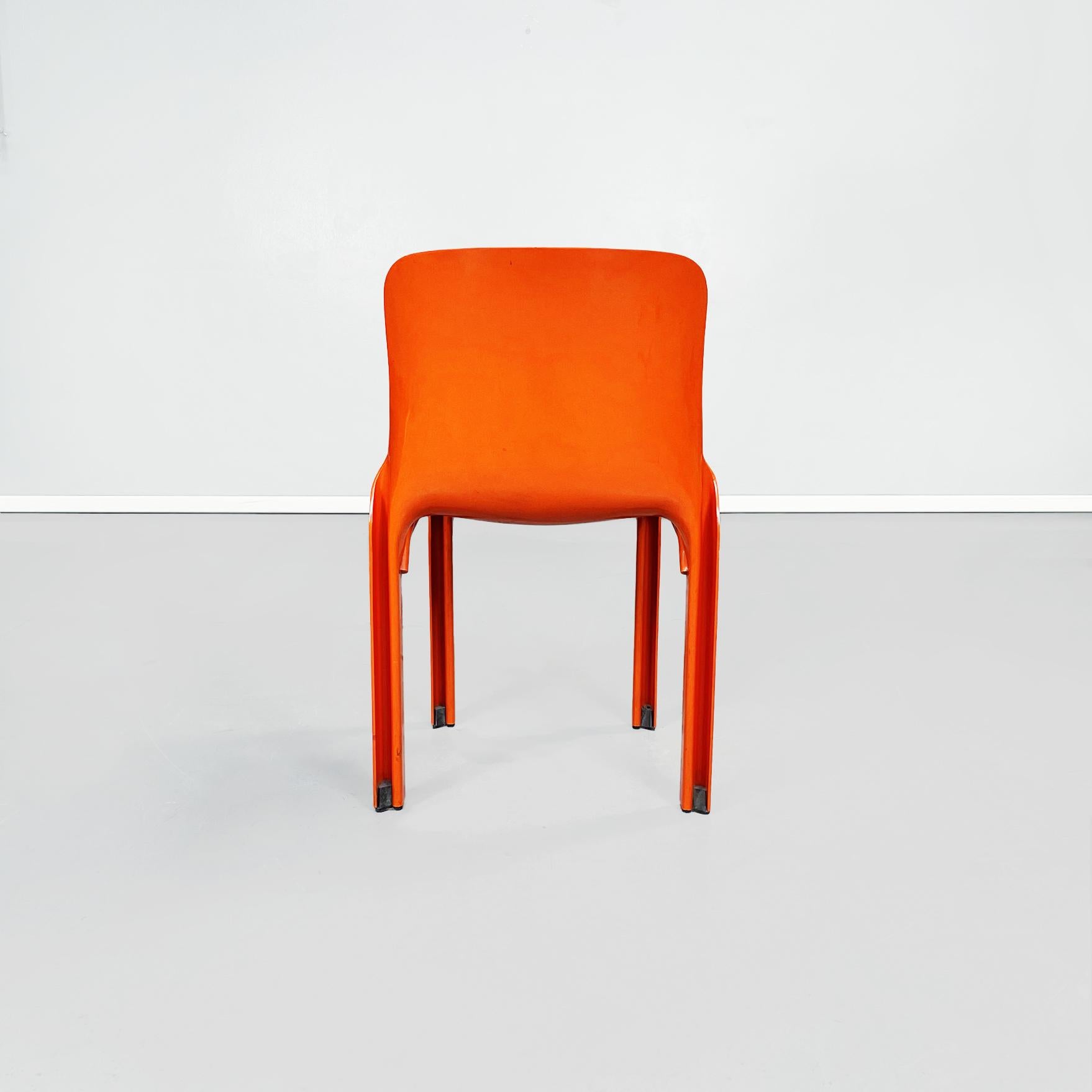 Italian Mid-Century Orange Plastic Selene Chairs by Magistretti Artemide, 1960s 1