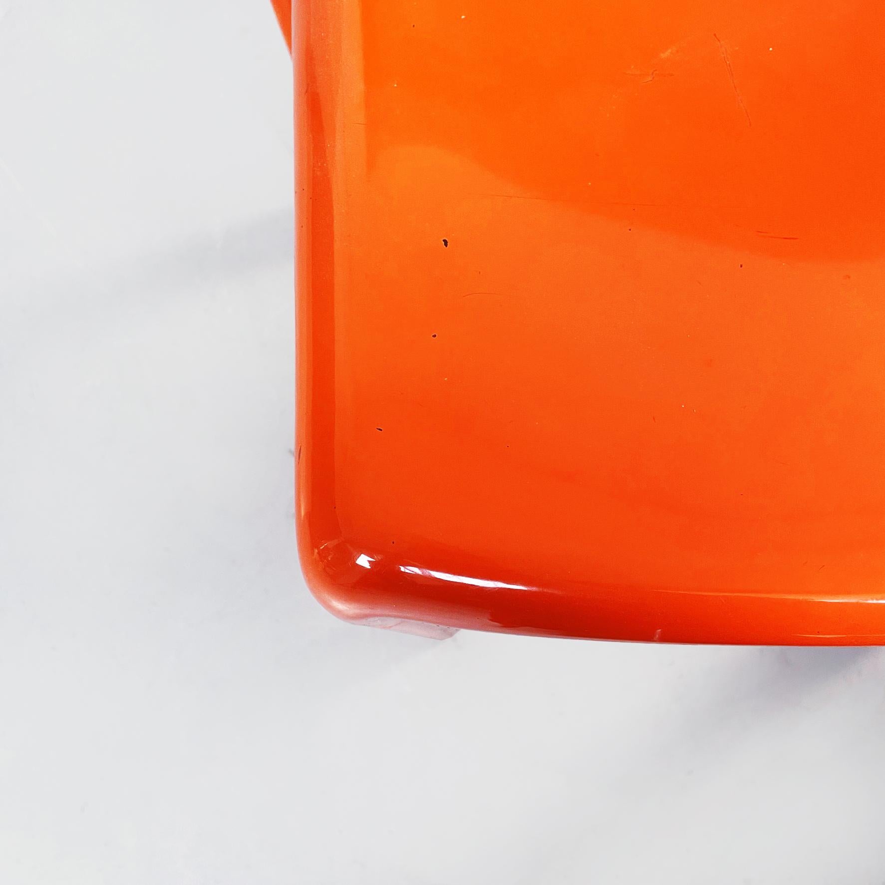 Italian Mid-Century Orange Plastic Selene Chairs by Magistretti Artemide, 1960s 2