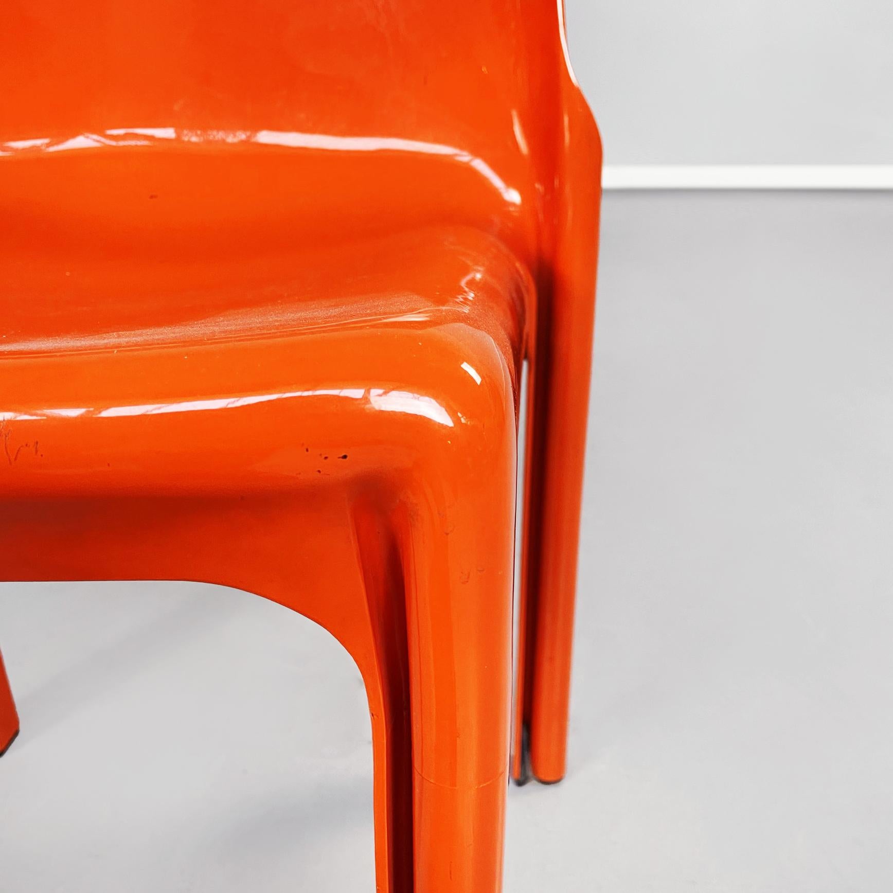 Italian Mid-Century Orange Plastic Selene Chairs by Magistretti Artemide, 1960s 3