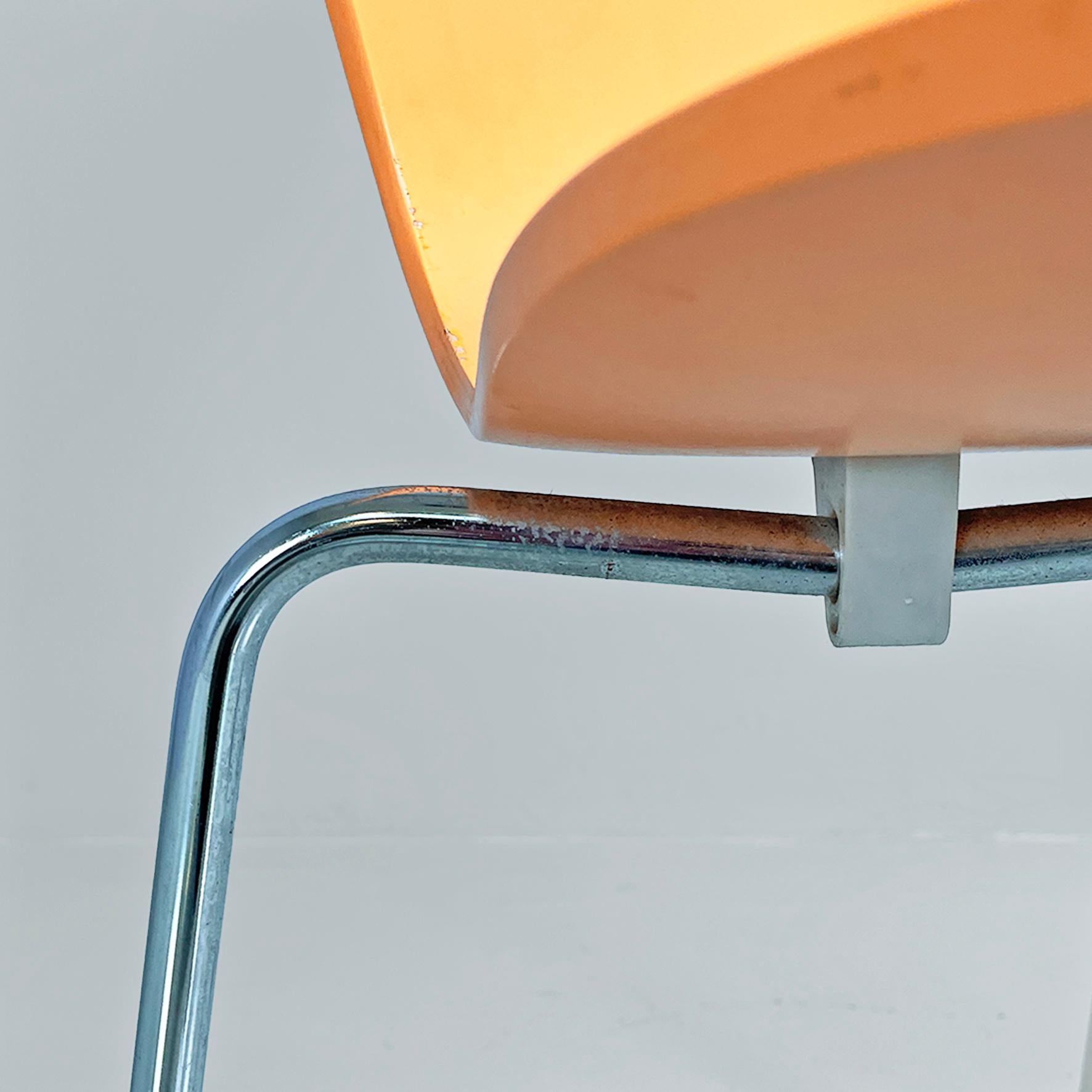 Italian mid-century orange wood Serie 7 chairs by Jacobsen, Fritz Hansen, 1999 For Sale 5