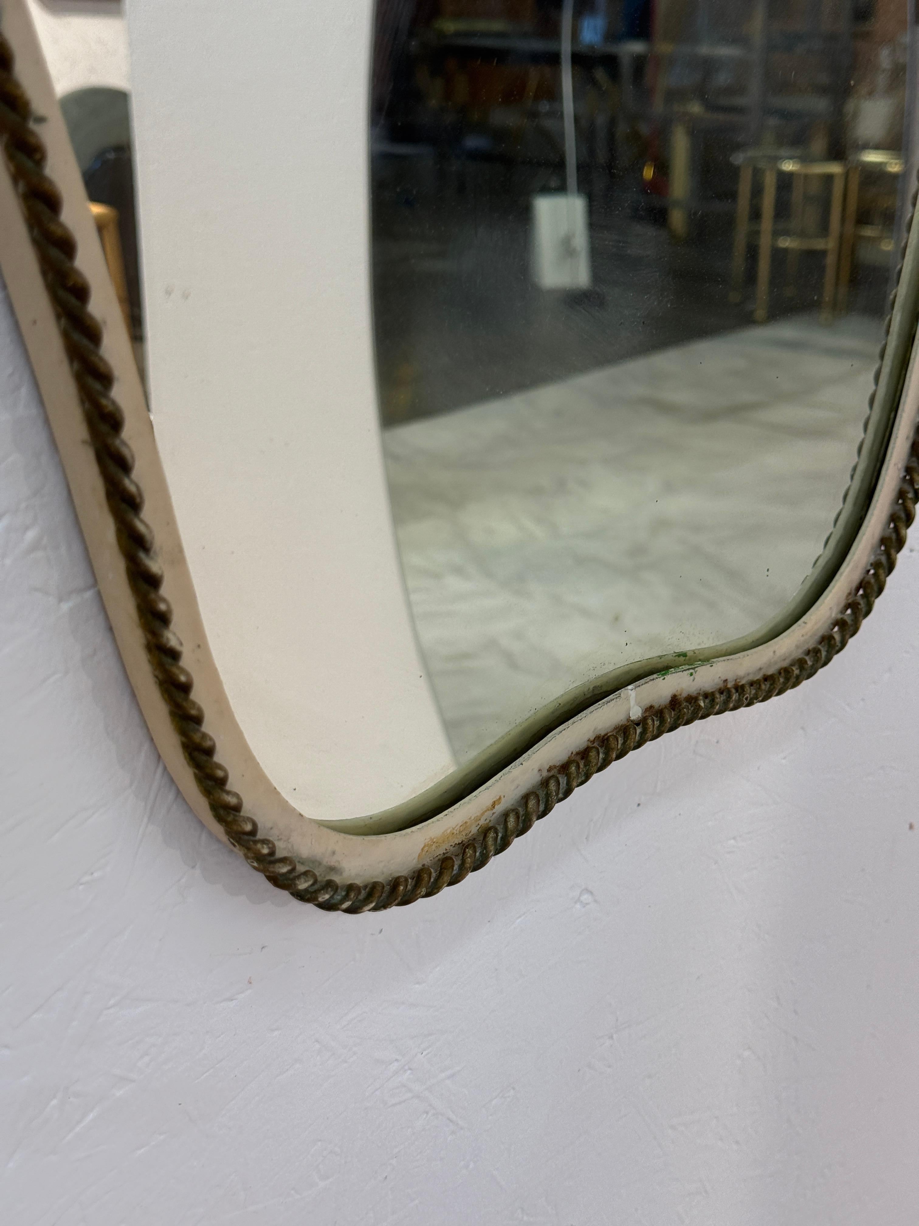 Milieu du XXe siècle Miroir mural organique italien du milieu du siècle avec corde. 1960s en vente