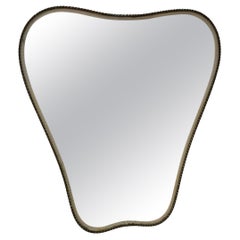 Miroir mural organique italien du milieu du siècle avec corde. 1960s