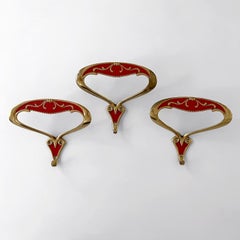 Italian Mid Century Oro Rossa Red Wall Coat Hooks - 3 available