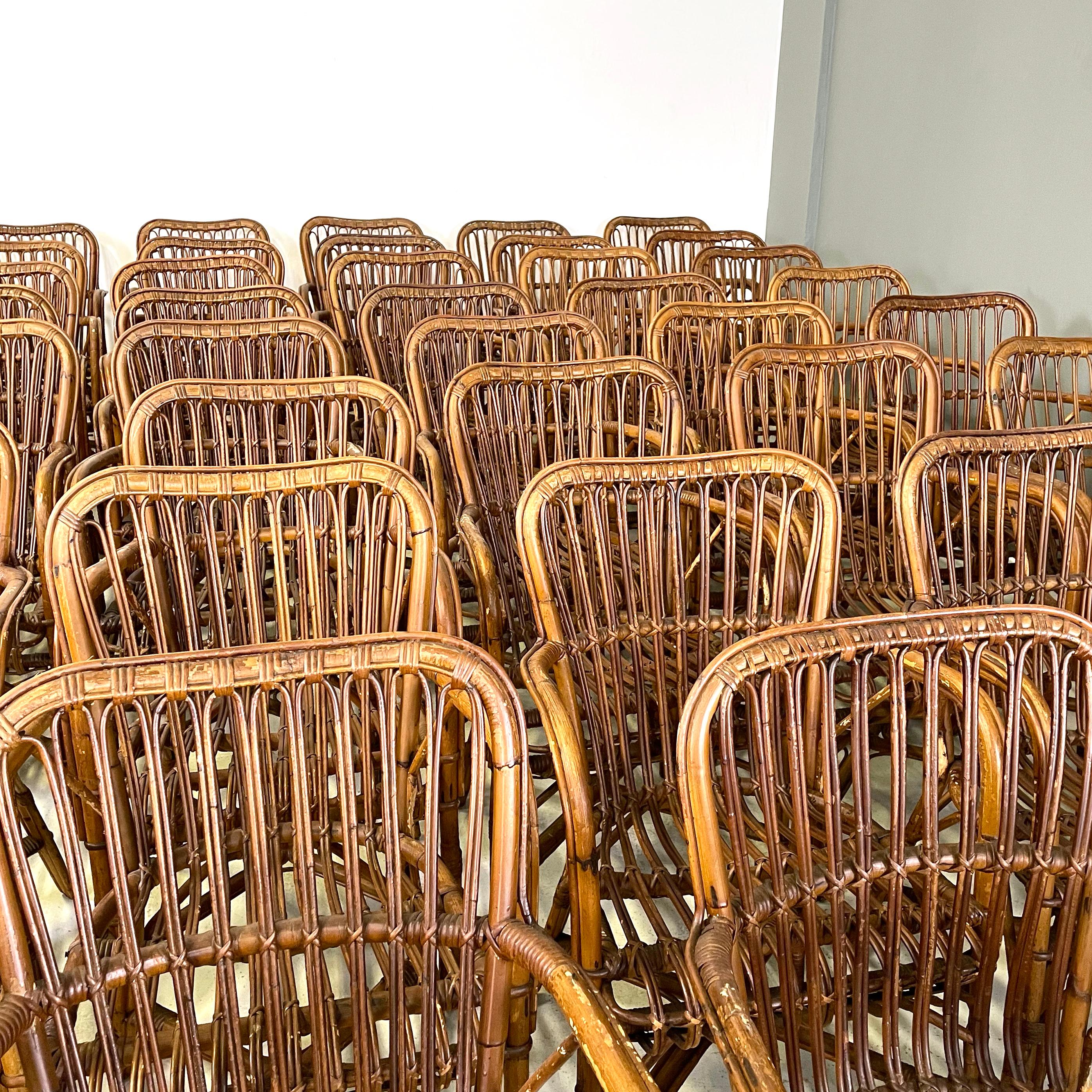 Fauteuils d'extérieur italiens du milieu du siècle en bambou et rotin, années 1960 4