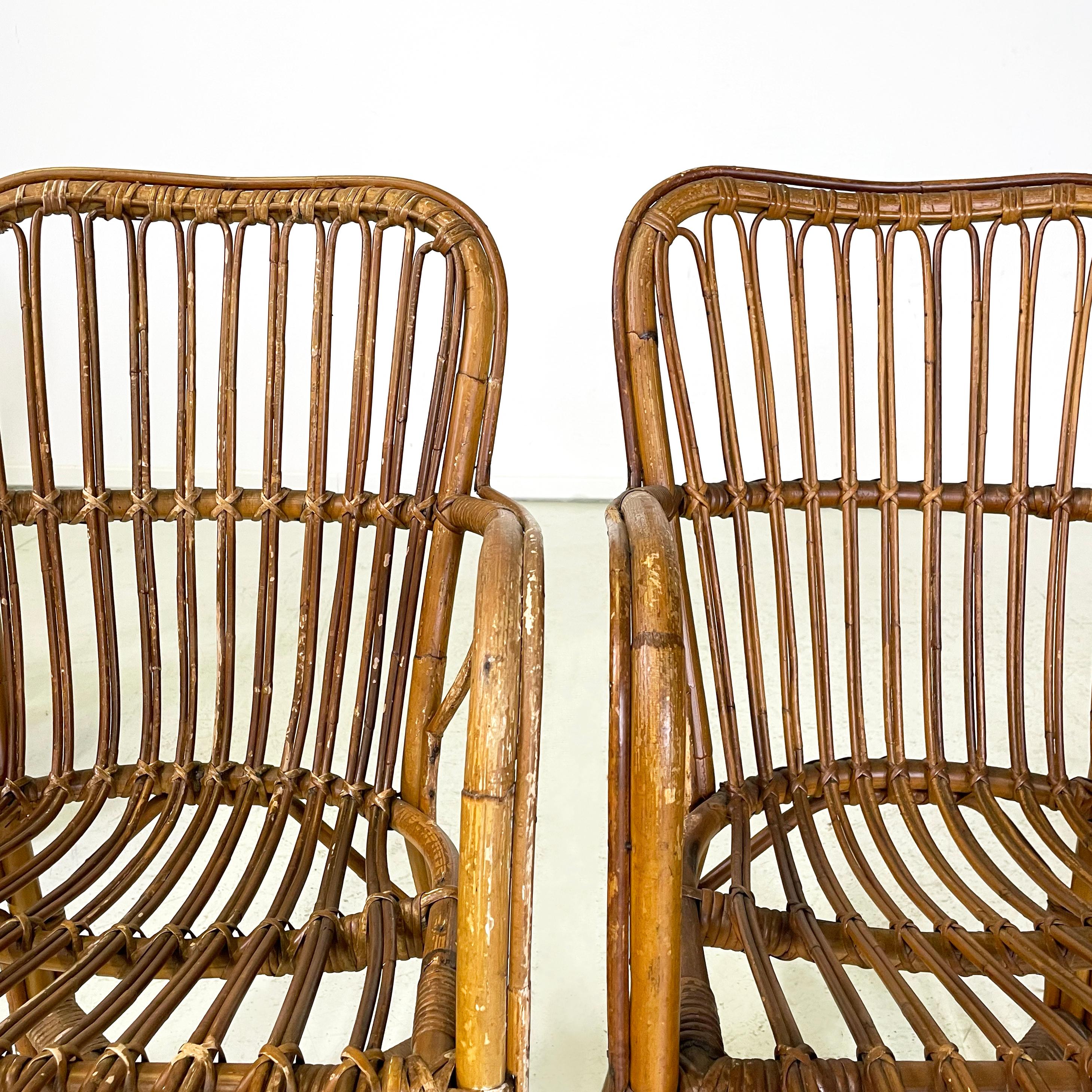 Italian mid-century Outdoor Armchairs in bamboo and rattan, 1960s 6