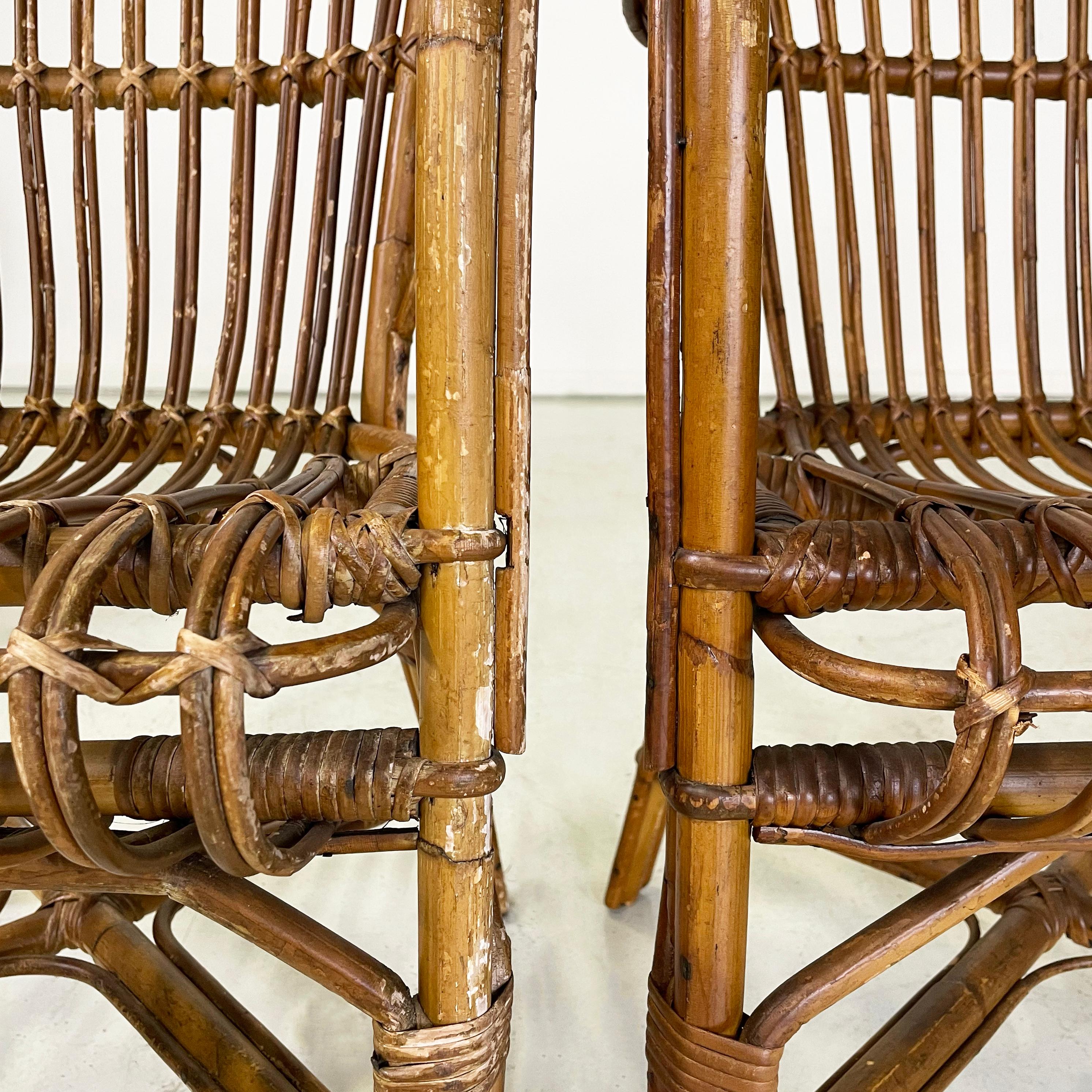 Italian mid-century Outdoor Armchairs in bamboo and rattan, 1960s 7