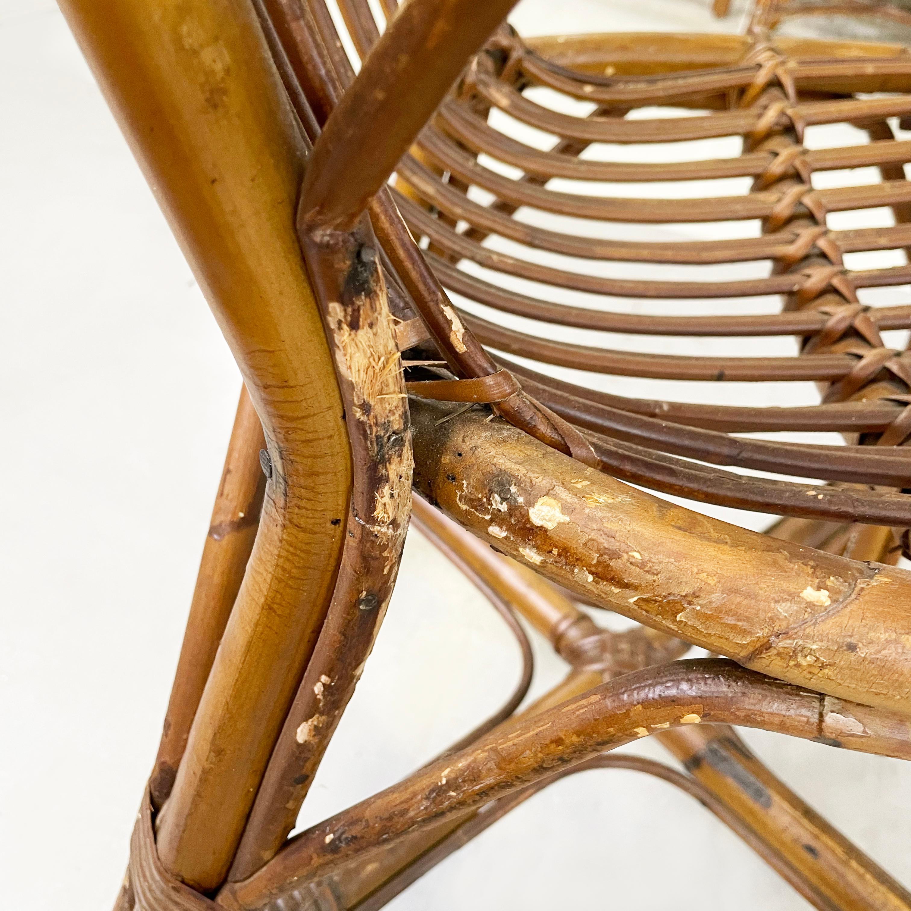 Fauteuils d'extérieur italiens du milieu du siècle en bambou et rotin, années 1960 11