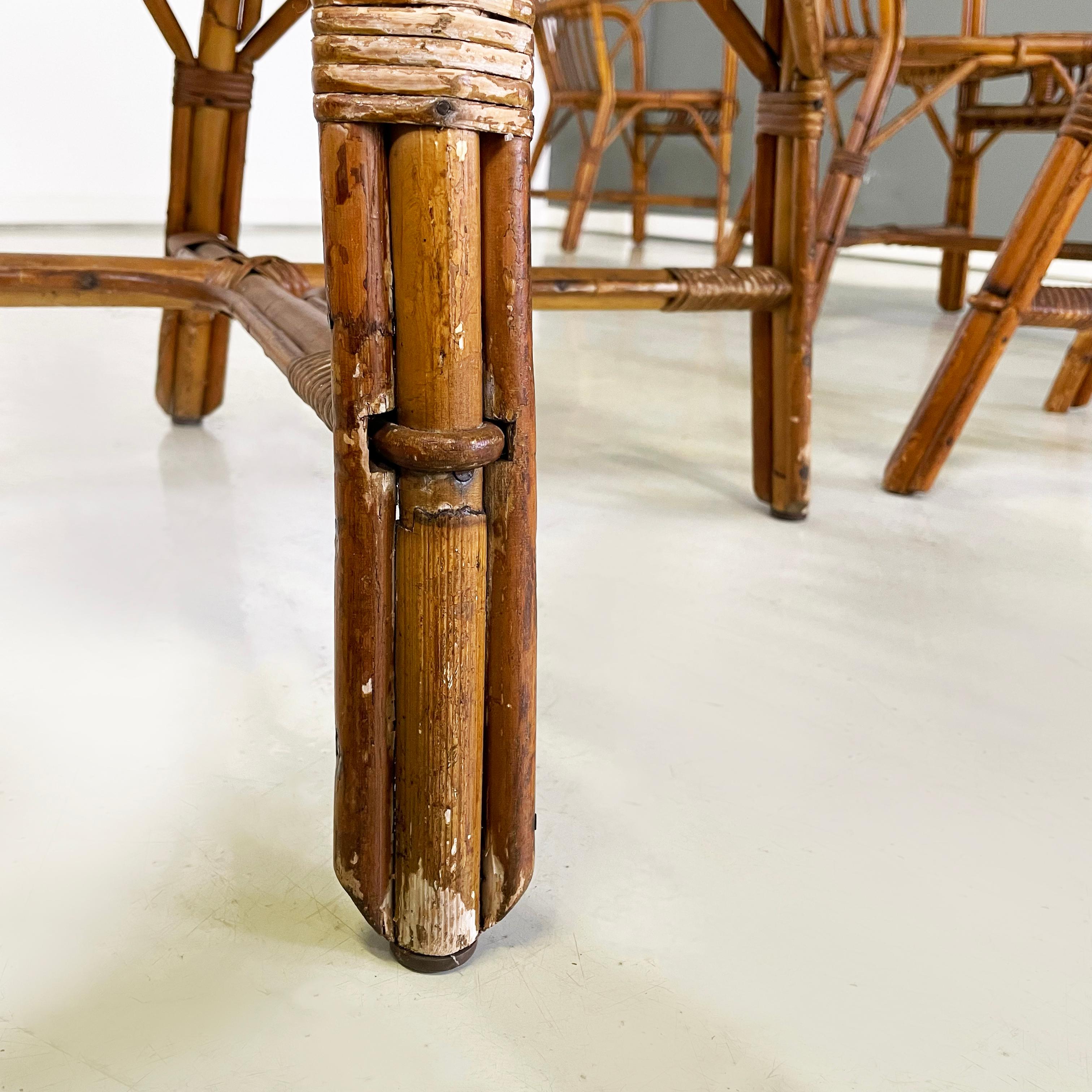 Fauteuils d'extérieur italiens du milieu du siècle en bambou et rotin, années 1960 13