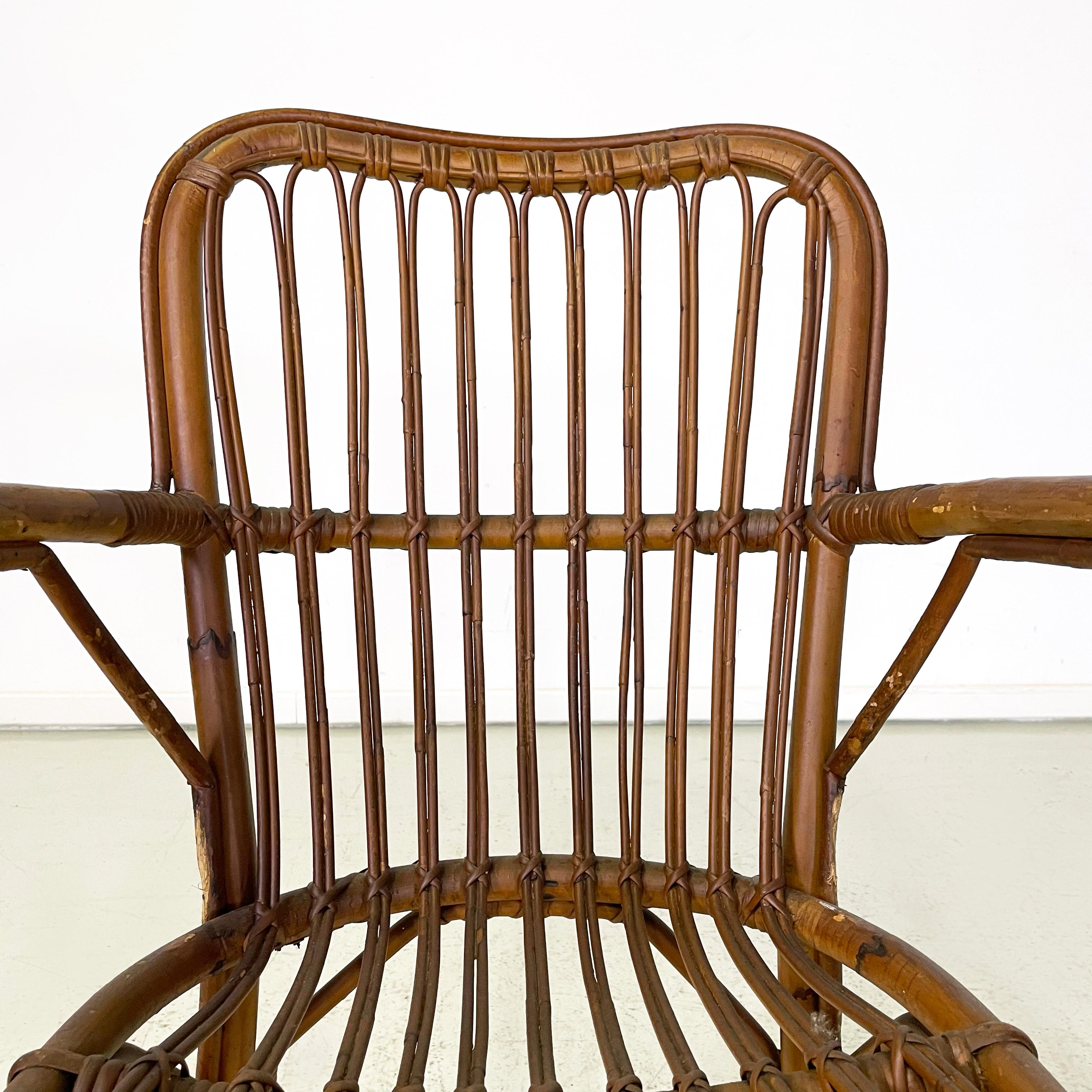 Italian mid-century Outdoor Armchairs in bamboo and rattan, 1960s For Sale 3