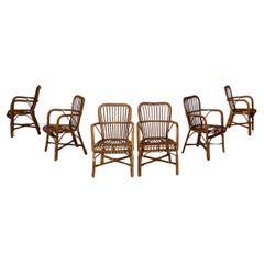 Used Italian mid-century Outdoor Armchairs in bamboo and rattan, 1960s