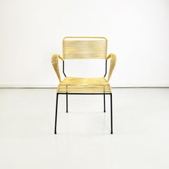 Italian Mid-Century Outdoor Chair in Yellow Plastic Scooby Black Metal, 1960s