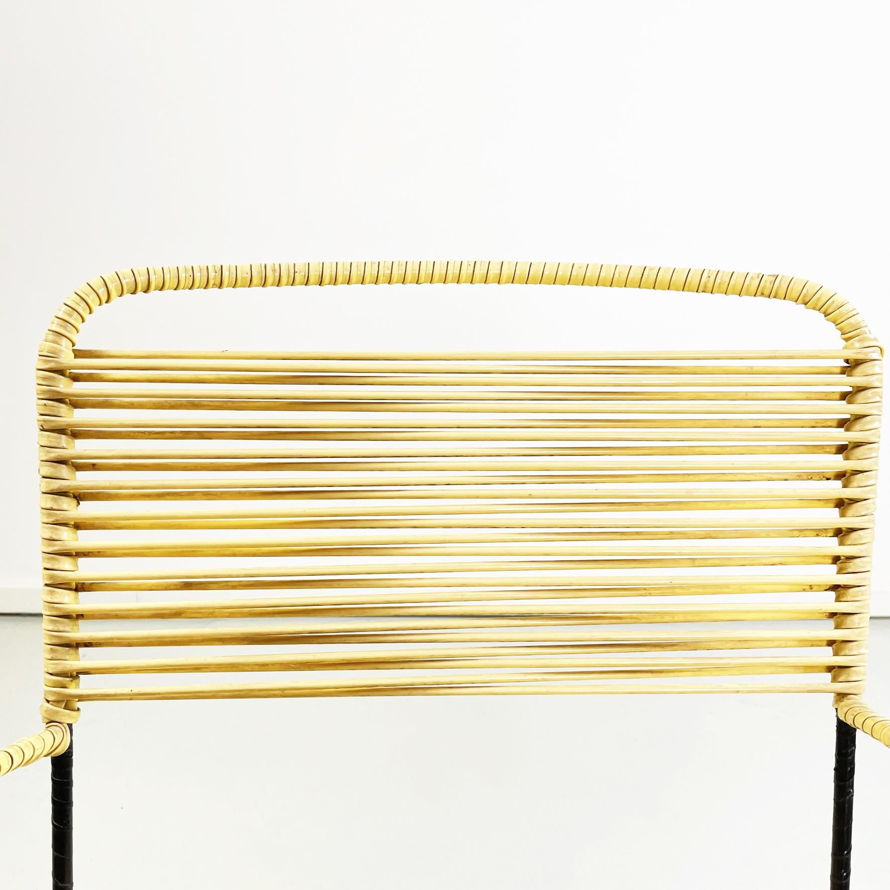 Italian Mid-Century Outdoor Chair in Yellow Plastic Scooby Black Metal, 1960s For Sale 1