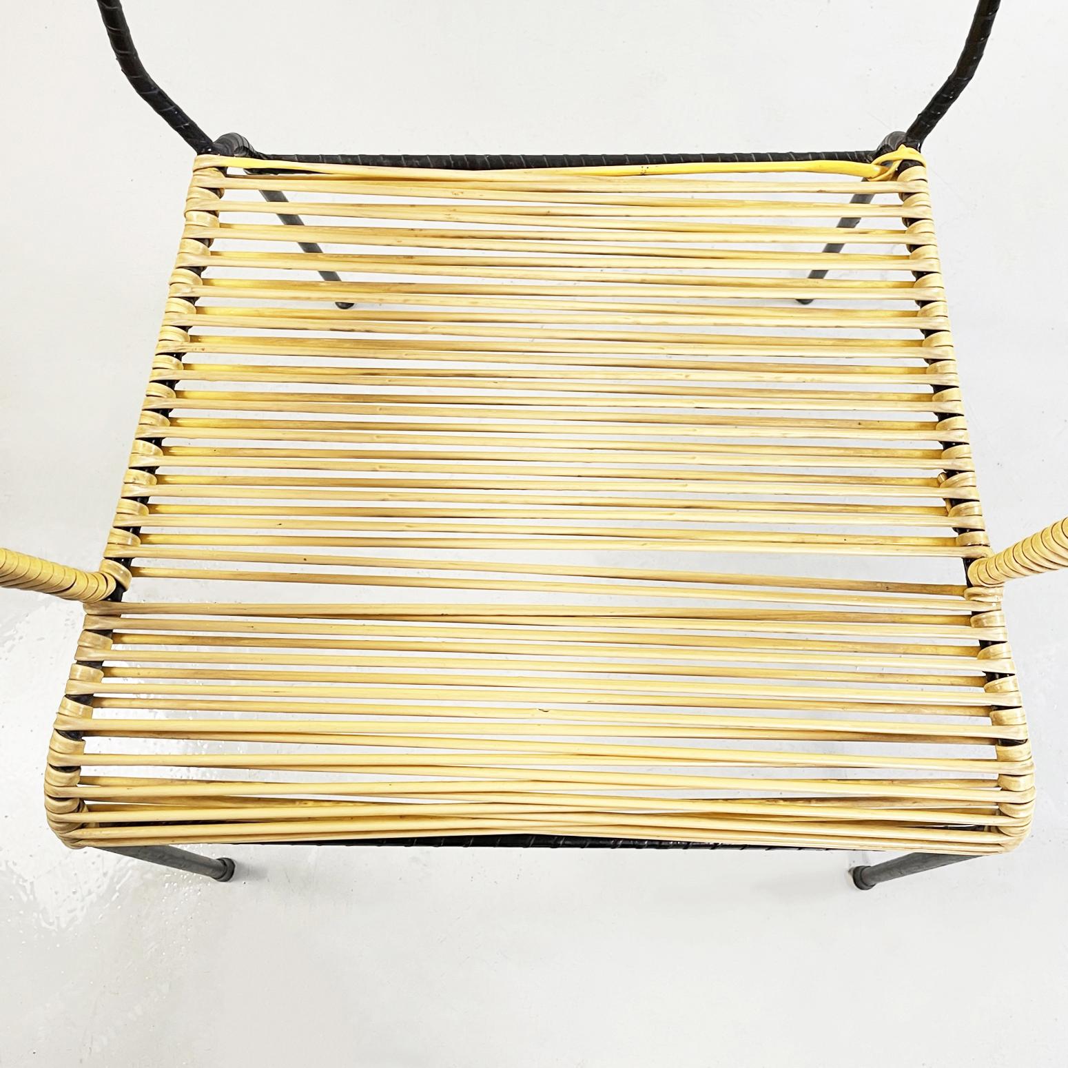 Italian Mid-Century Outdoor Chair in Yellow Plastic Scooby Black Metal, 1960s For Sale 3