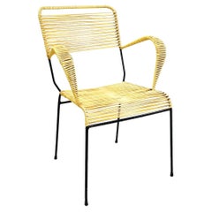 Used Italian Mid-Century Outdoor Chair in Yellow Plastic Scooby Black Metal, 1960s