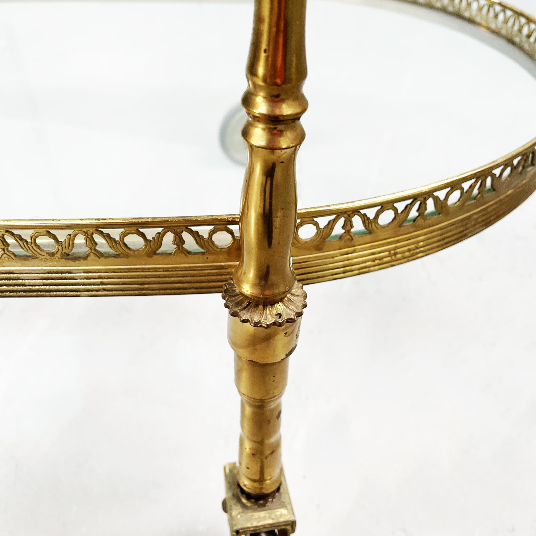 Italian Mid-Century Oval Bar Cart in Brass and Glass, 1950s 11
