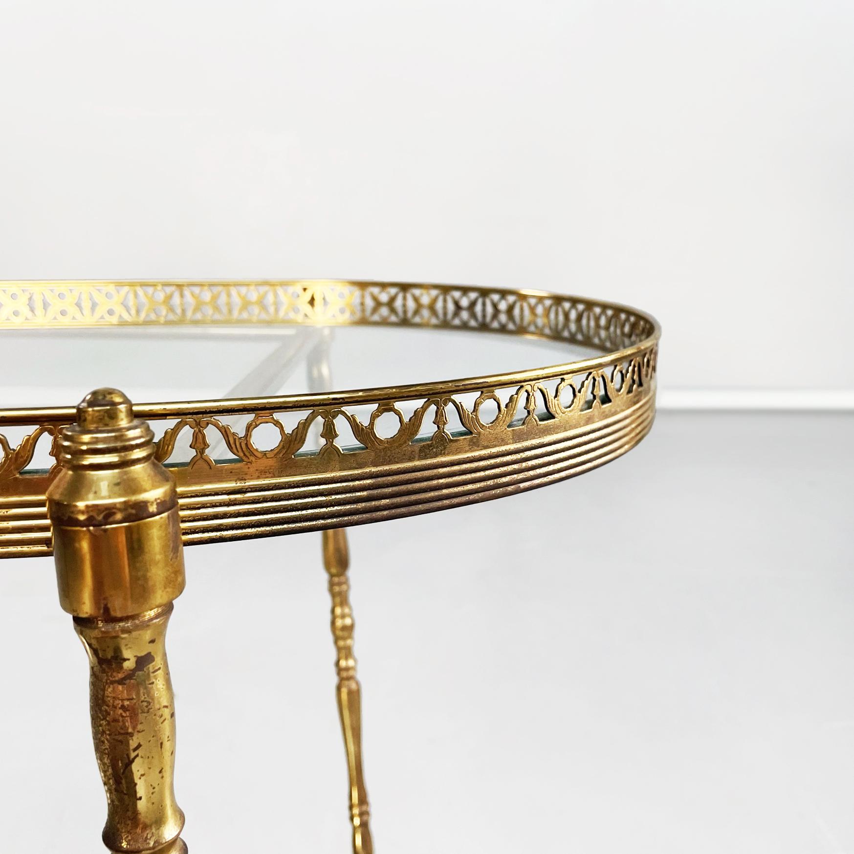 Mid-20th Century Italian Mid-Century Oval Bar Cart in Brass and Glass, 1950s