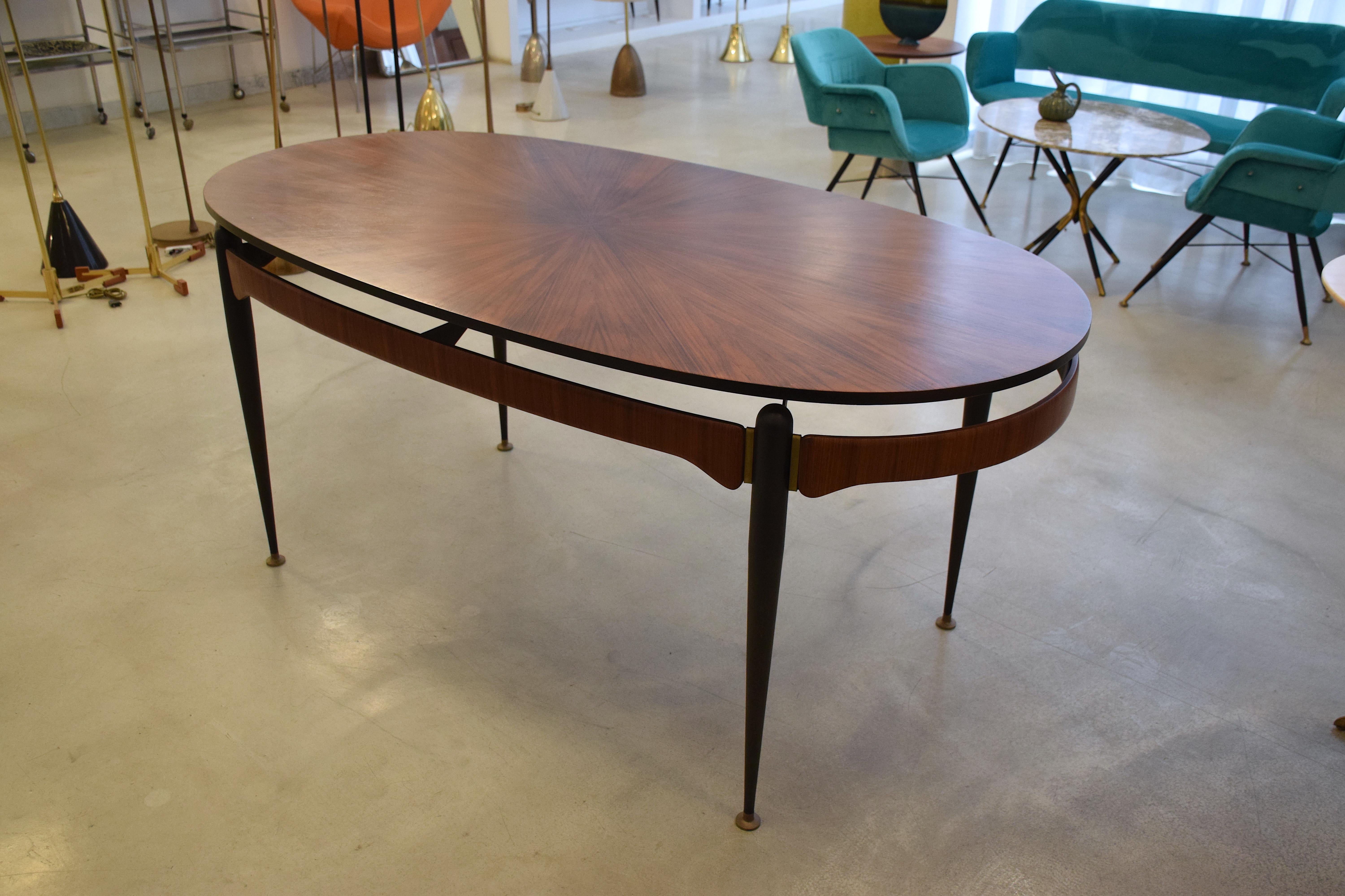 mid century oval dining table