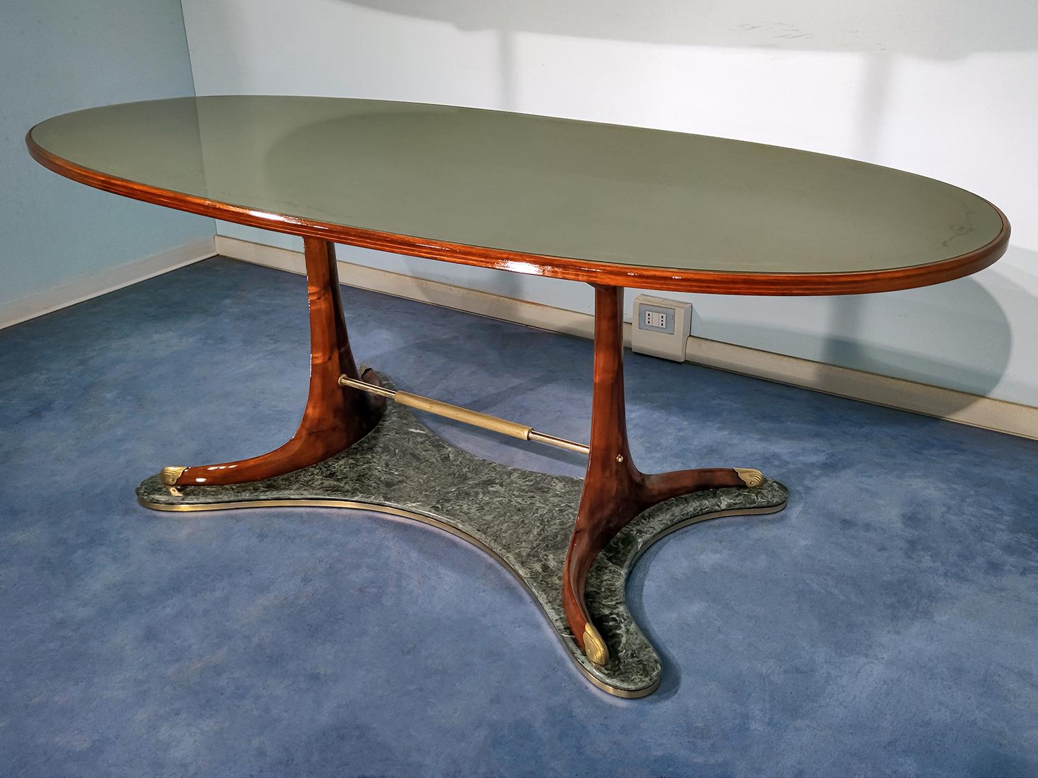 Italian Mid-Century Oval Dining Table in Hardwood by Vittorio Dassi, 1950s 4