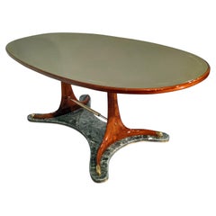 Italian Mid-Century Oval Dining Table in Hardwood by Vittorio Dassi, 1950s