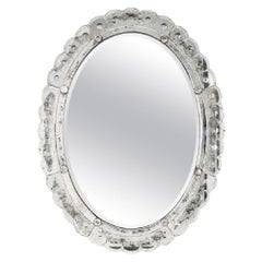 Italian Mid-Century Oval Form Murano Wall Mirror