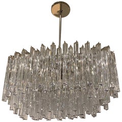 Retro Italian Midcentury Oval Glass Murano Chandelier