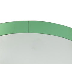 Italian Mid-Century Oval Green Glass Wall Mirror 'Manner of Fontana Arte'
