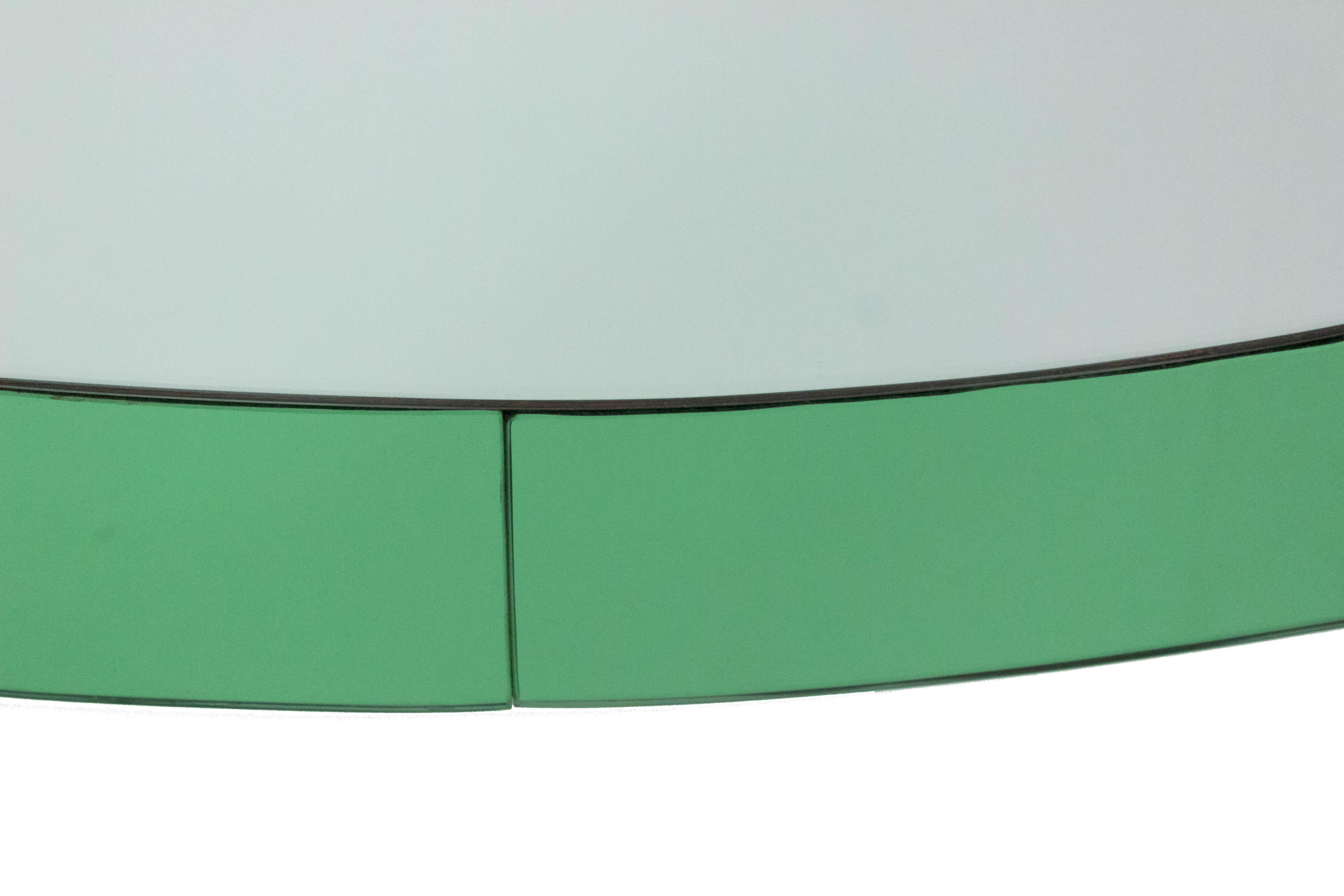 Mid-Century Modern Italian Mid-Century Oval Green Glass Wall Mirror 'Manner of Fontana Arte'
