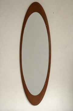 Italian mid-century oval mirror, circa 1950s,  brass mounts huge
