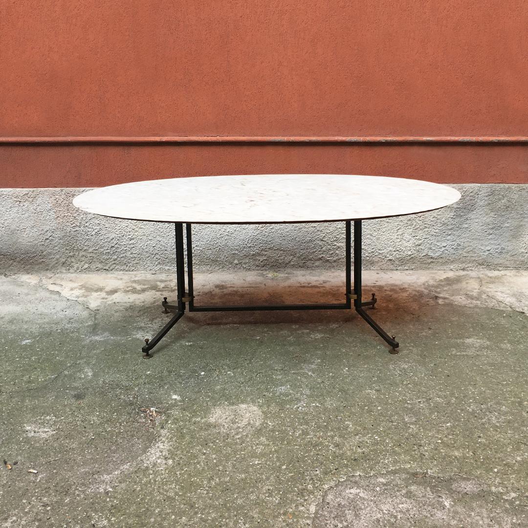 Mid-Century Modern Italian Mid-Century Oval Table with Portuguese Pink Marble Top, 1950s