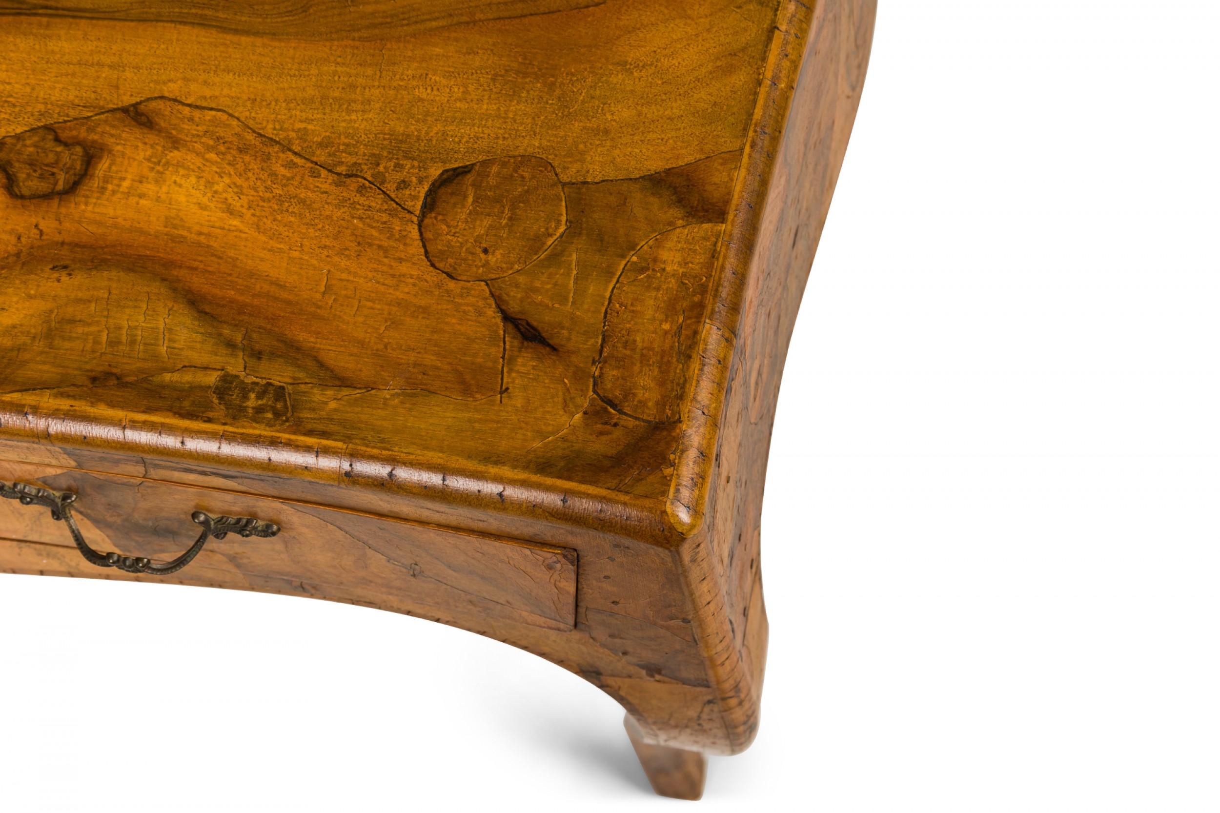 Italian Mid-Century Oyster Burl Cabriole Leg Writing Table For Sale 1