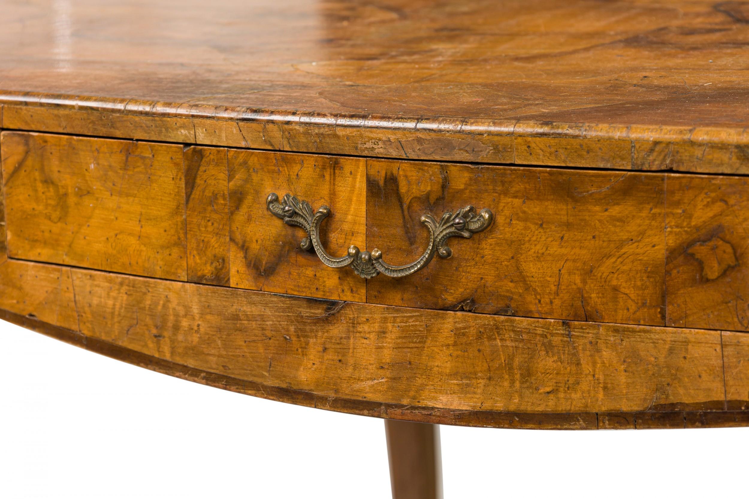 Italian Mid-Century Oyster Burl Curved Leg Game Table For Sale 2