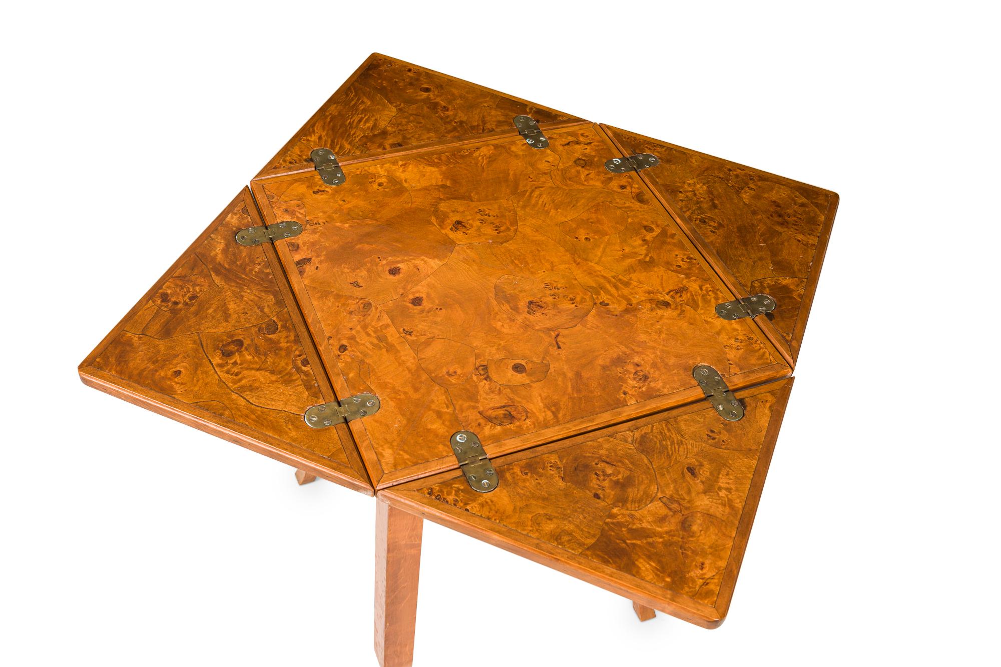 Italian Mid-Century Oyster Burl Flip Top Game Table For Sale 2