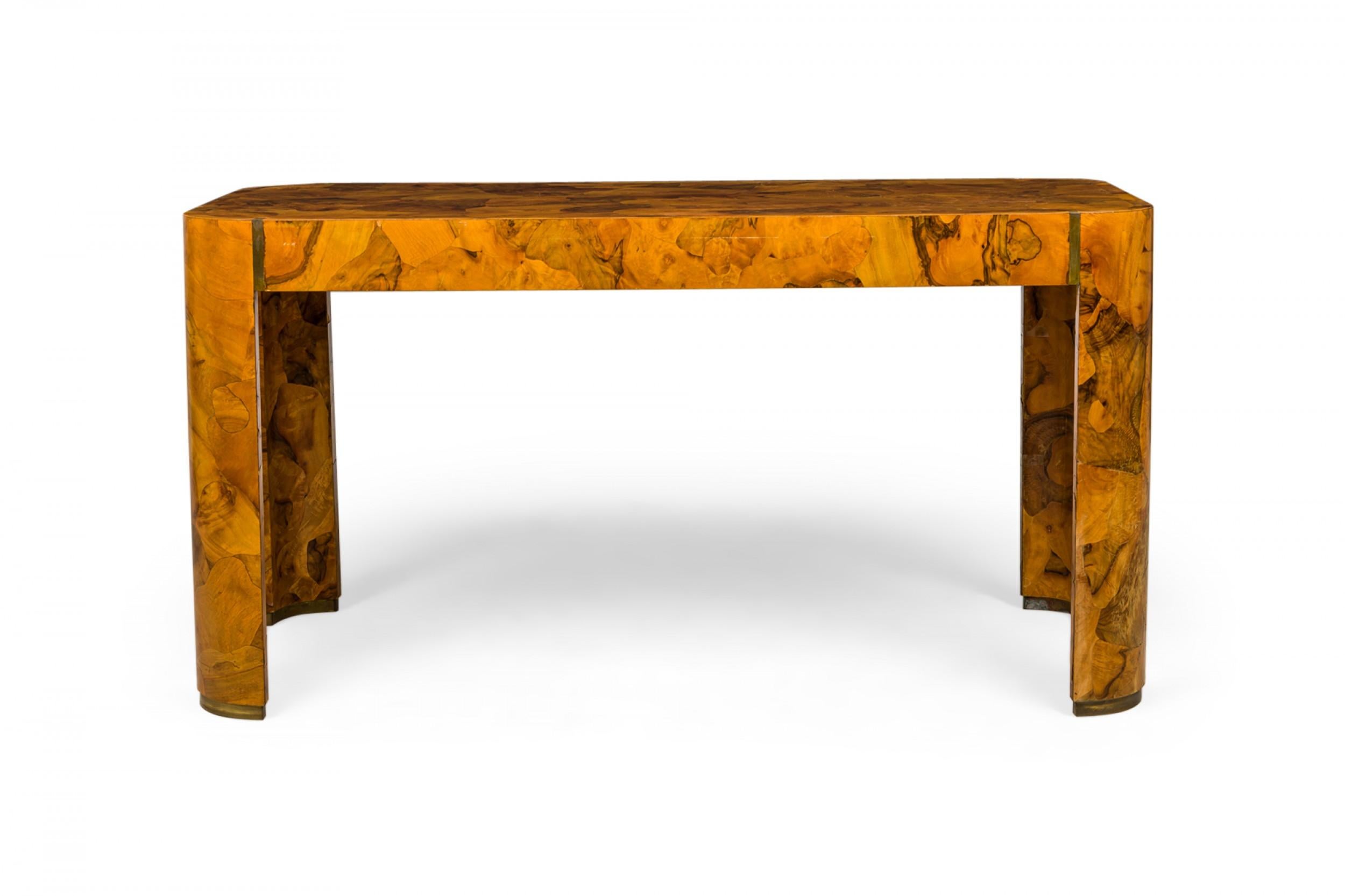 Italian Mid-Century Oyster Burl 'Radius' Form Writing Desk In Good Condition For Sale In New York, NY