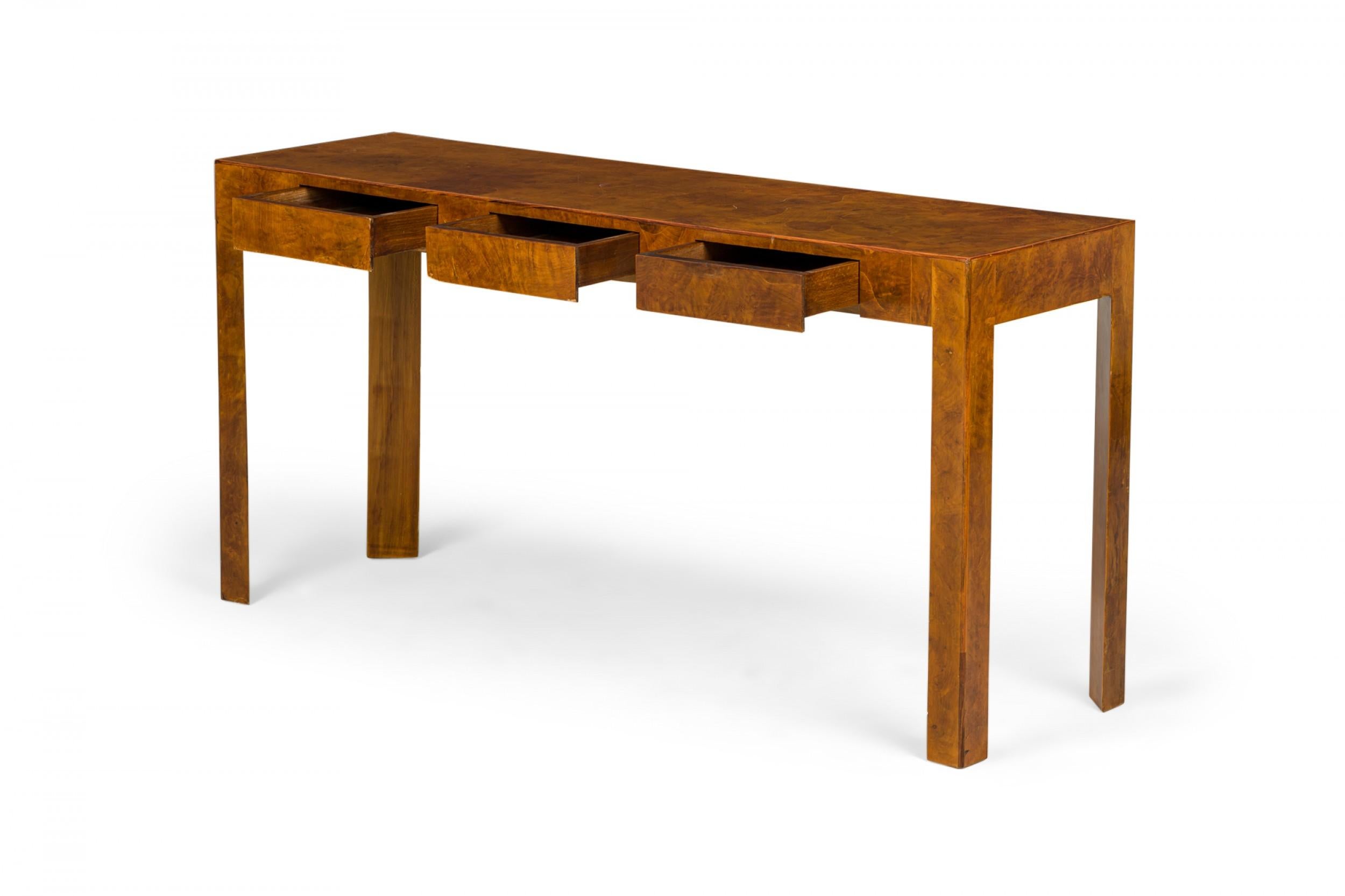 Italian Mid-Century Oyster Burl Veneer Rectangular Console Table For Sale 7
