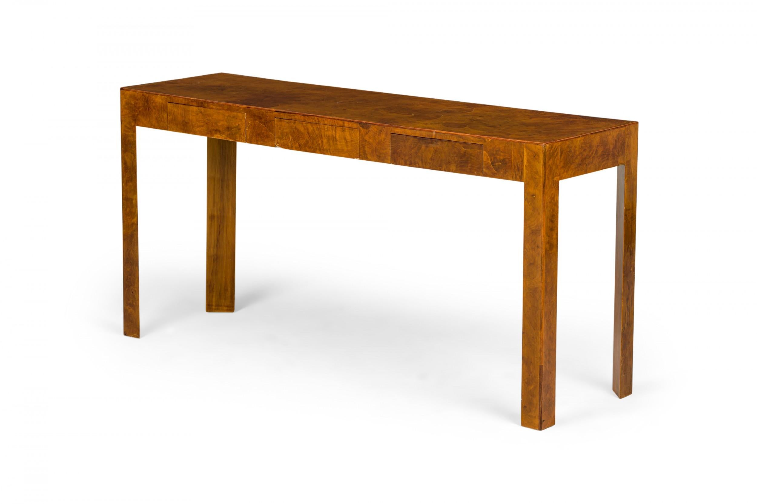 Italian Mid-Century Oyster Burl Veneer Rectangular Console Table For Sale 10